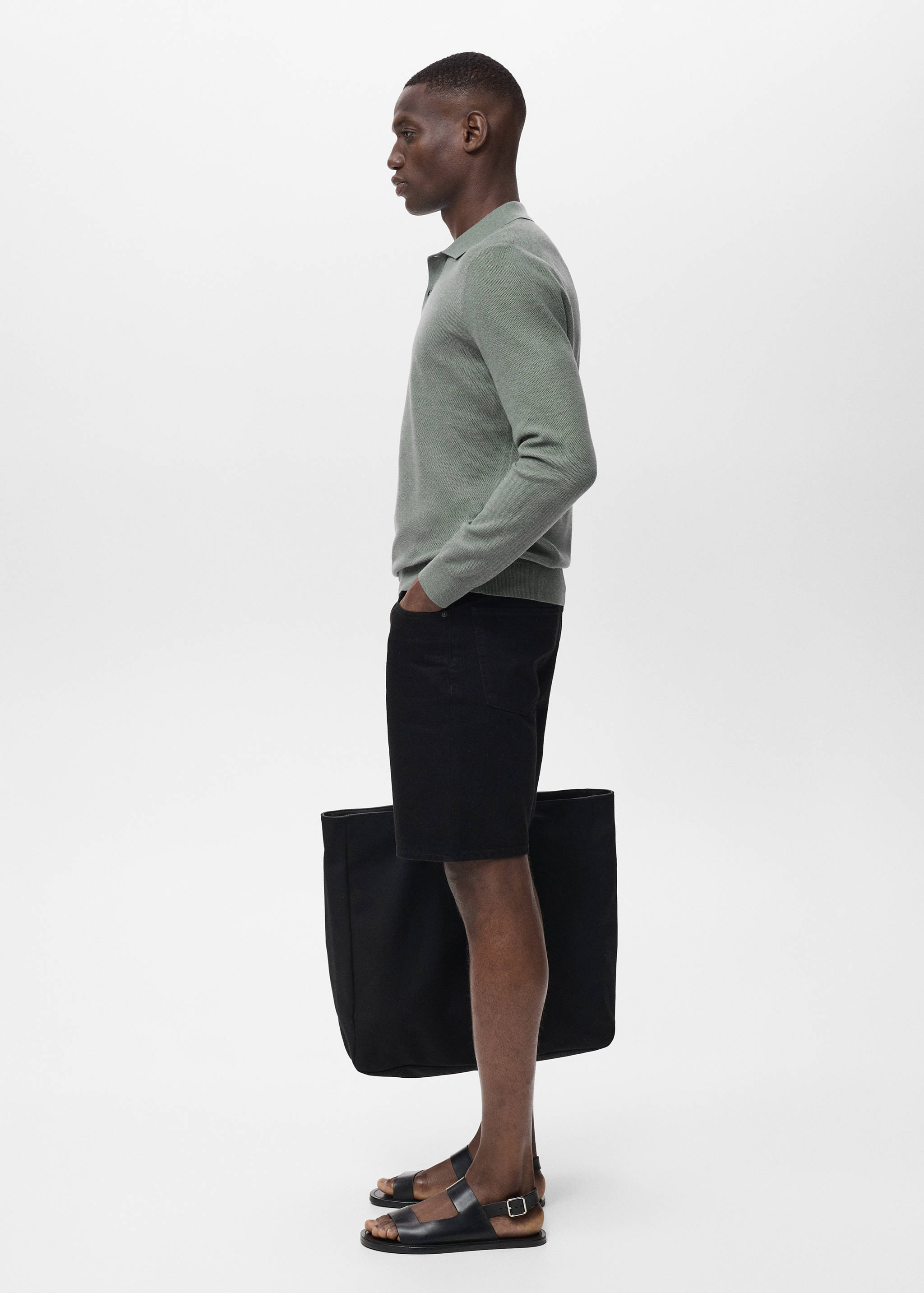 Baumwoll-Pullover mit Polokragen und Mikrostruktur - Detail des Artikels 2