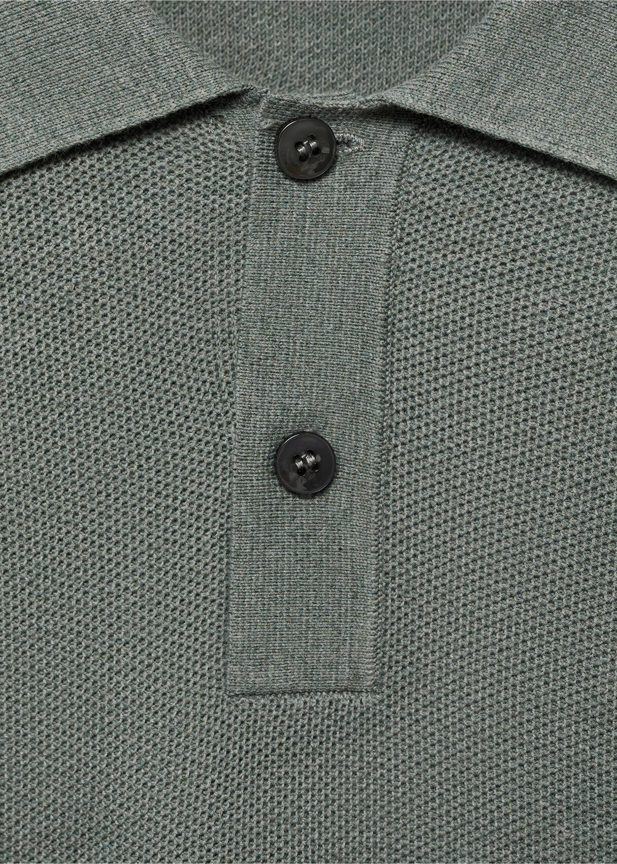 Micro-structured cotton polo shirt - Details of the article 8, Forest Green. Ref: 17065145-00.