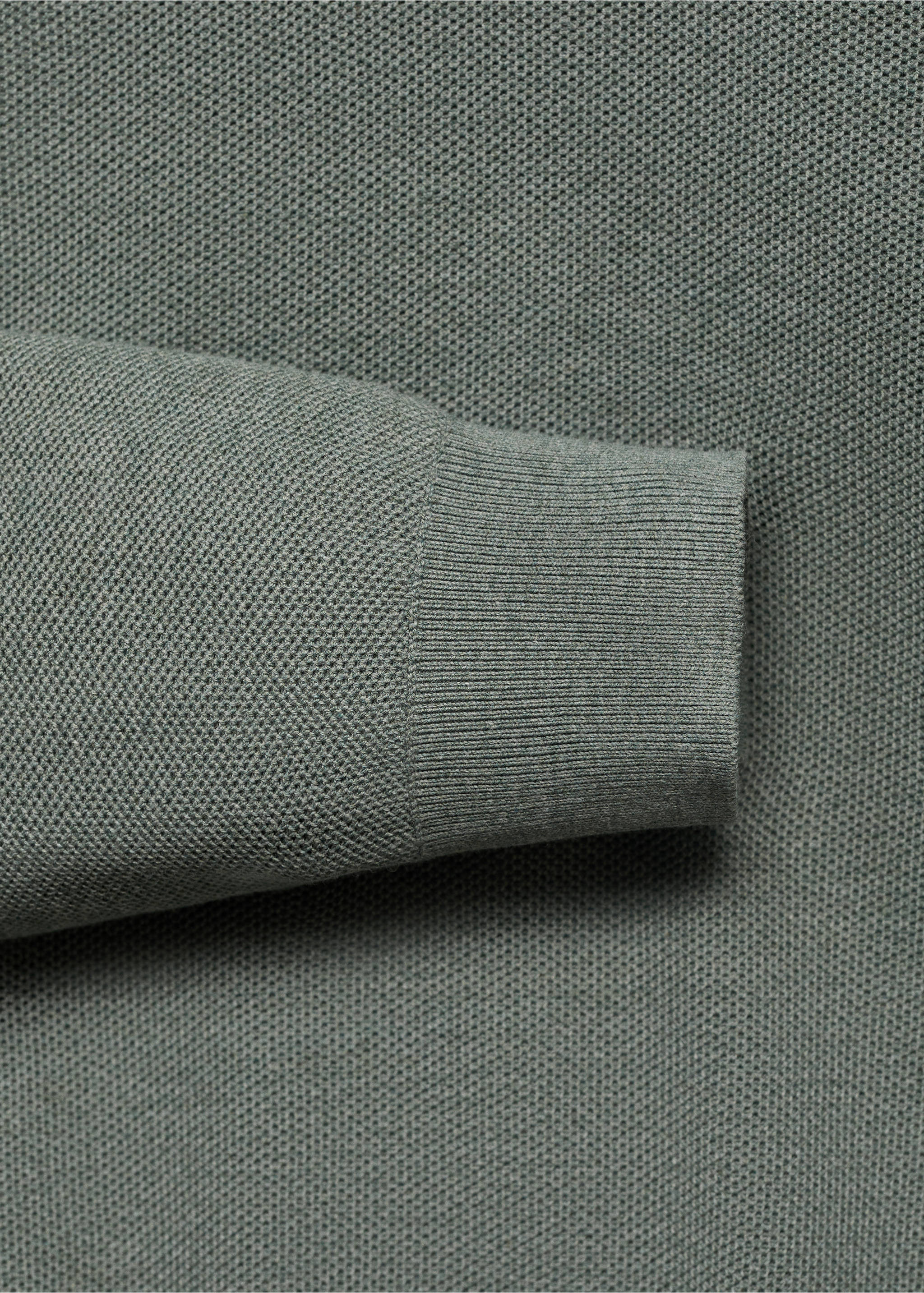 Micro-structured cotton polo shirt - Details of the article 0, Forest Green. Ref: 17065145-00.