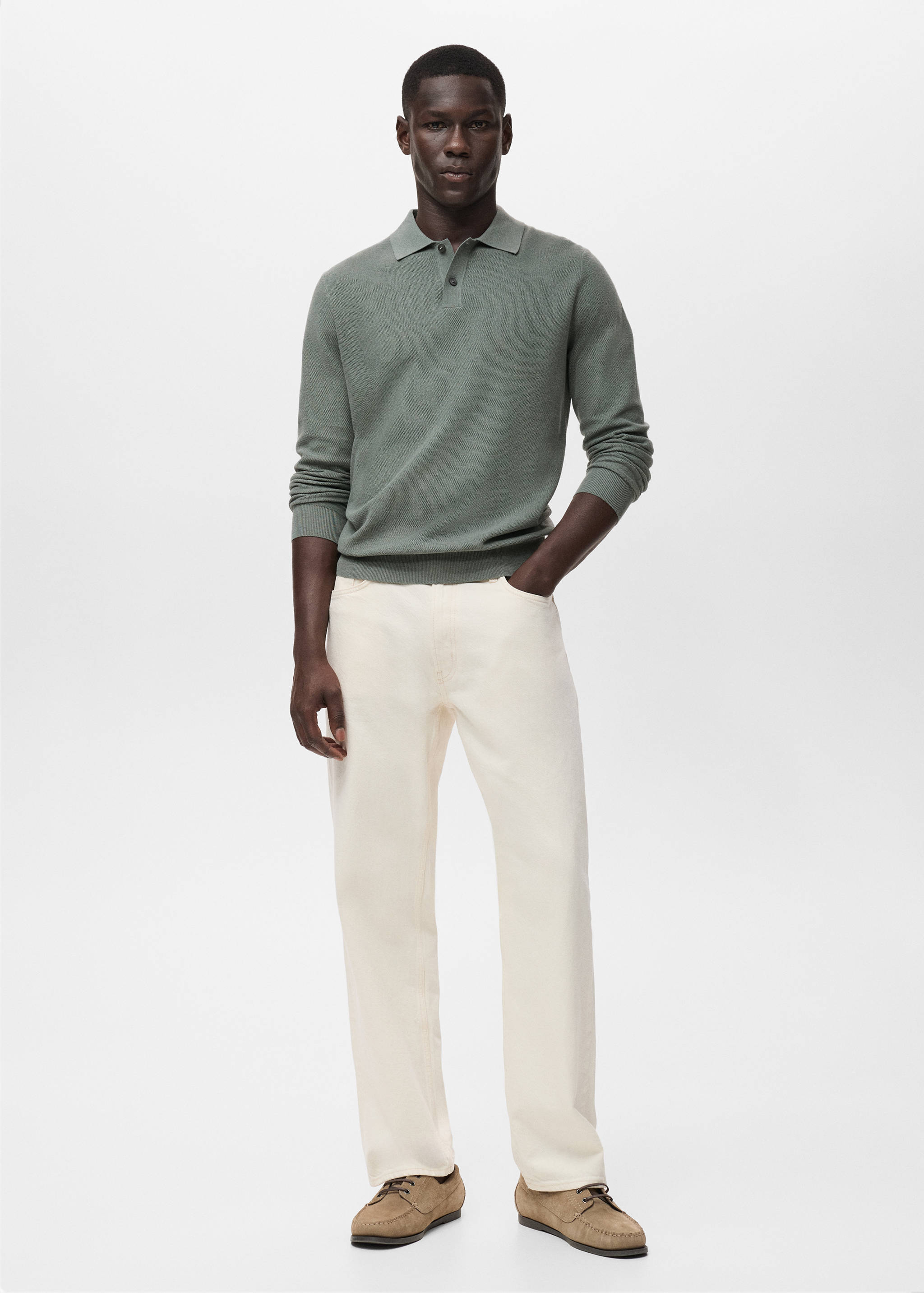 Micro-structured cotton polo shirt - General plane