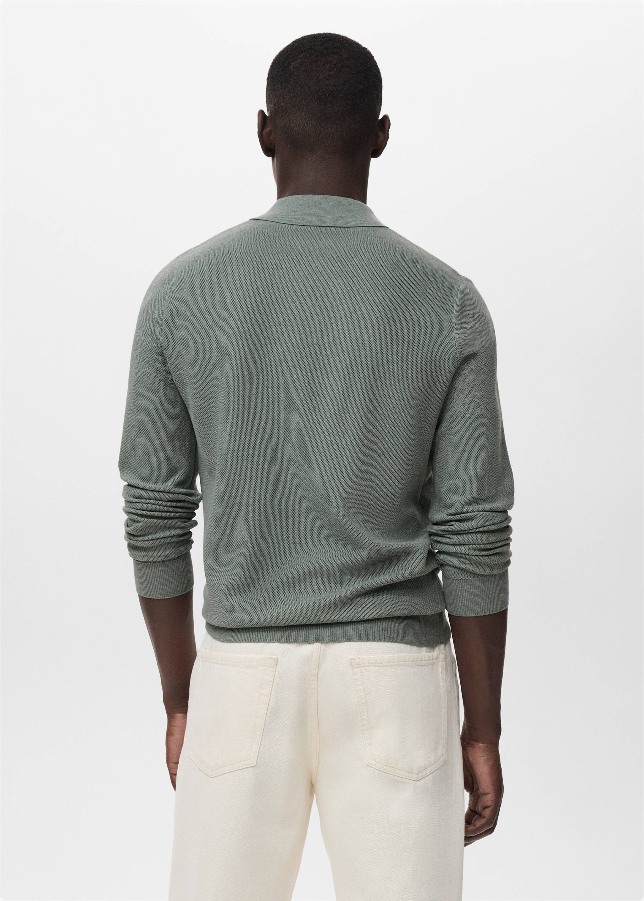 Micro-structured cotton polo shirt - Reverse of the article