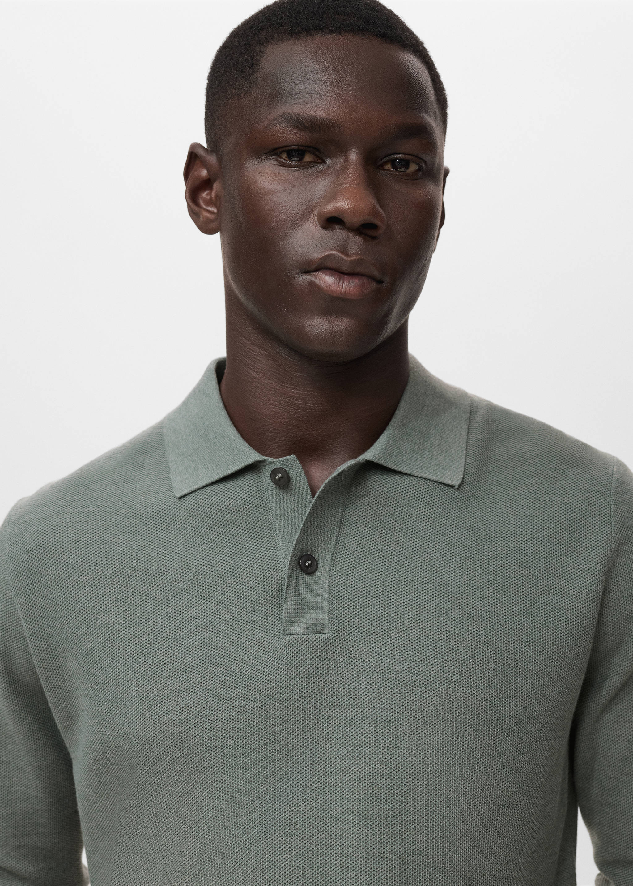 Micro-structured cotton polo shirt - Details of the article 1