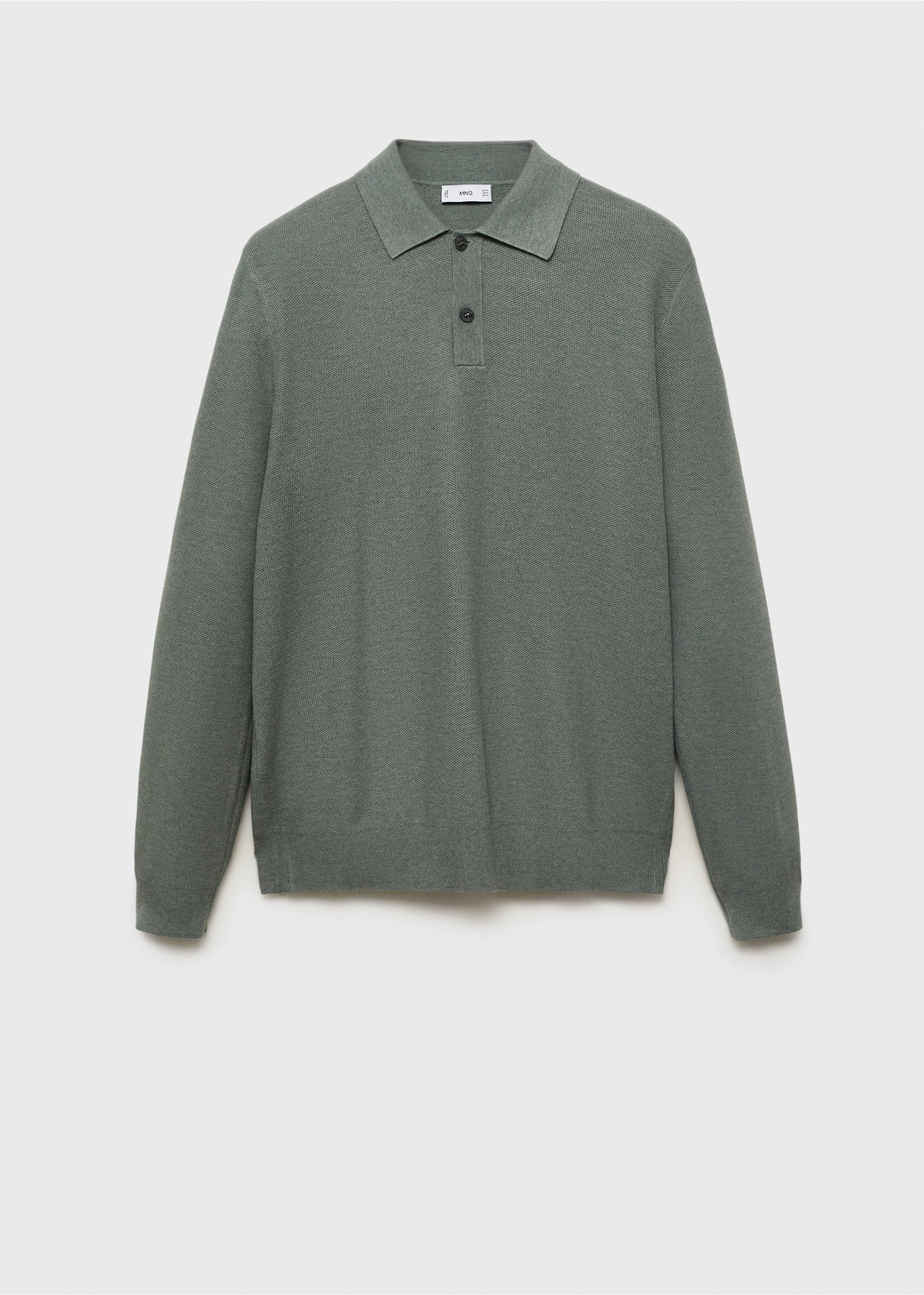 Micro-structured cotton polo shirt - Article without model, Forest Green. Ref: 17065145-00.
