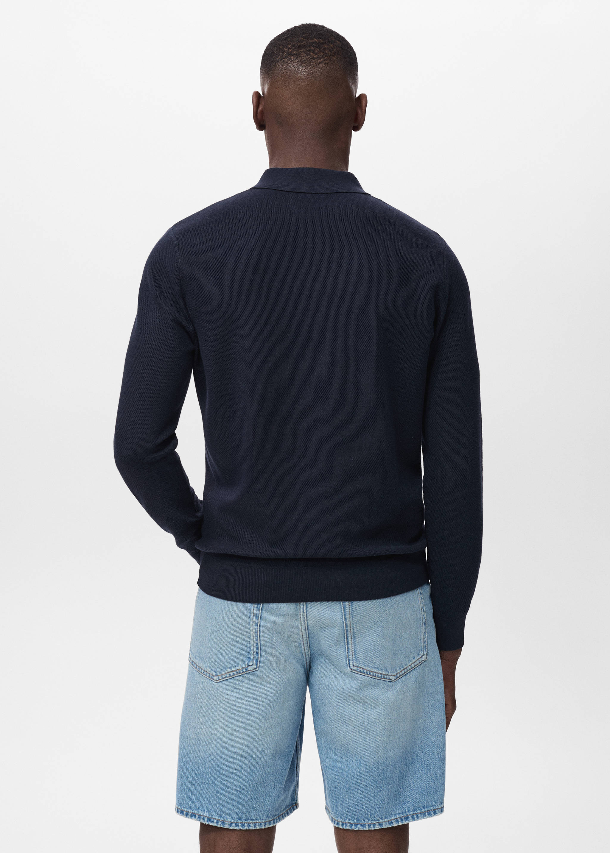 Micro-structured cotton polo shirt - Reverse of the article