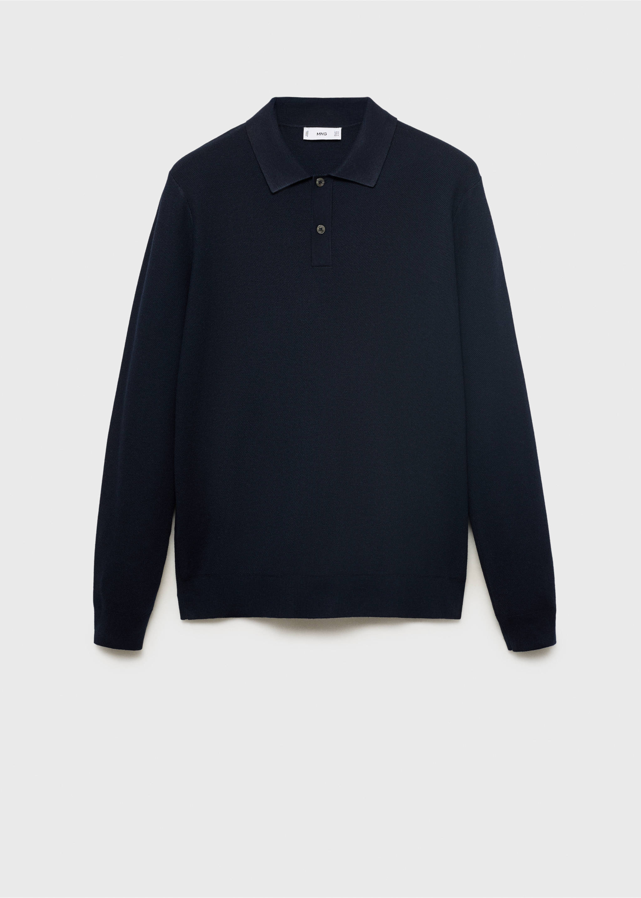 Micro-structured cotton polo shirt - Article without model, Navy. Ref: 17065145-01.
