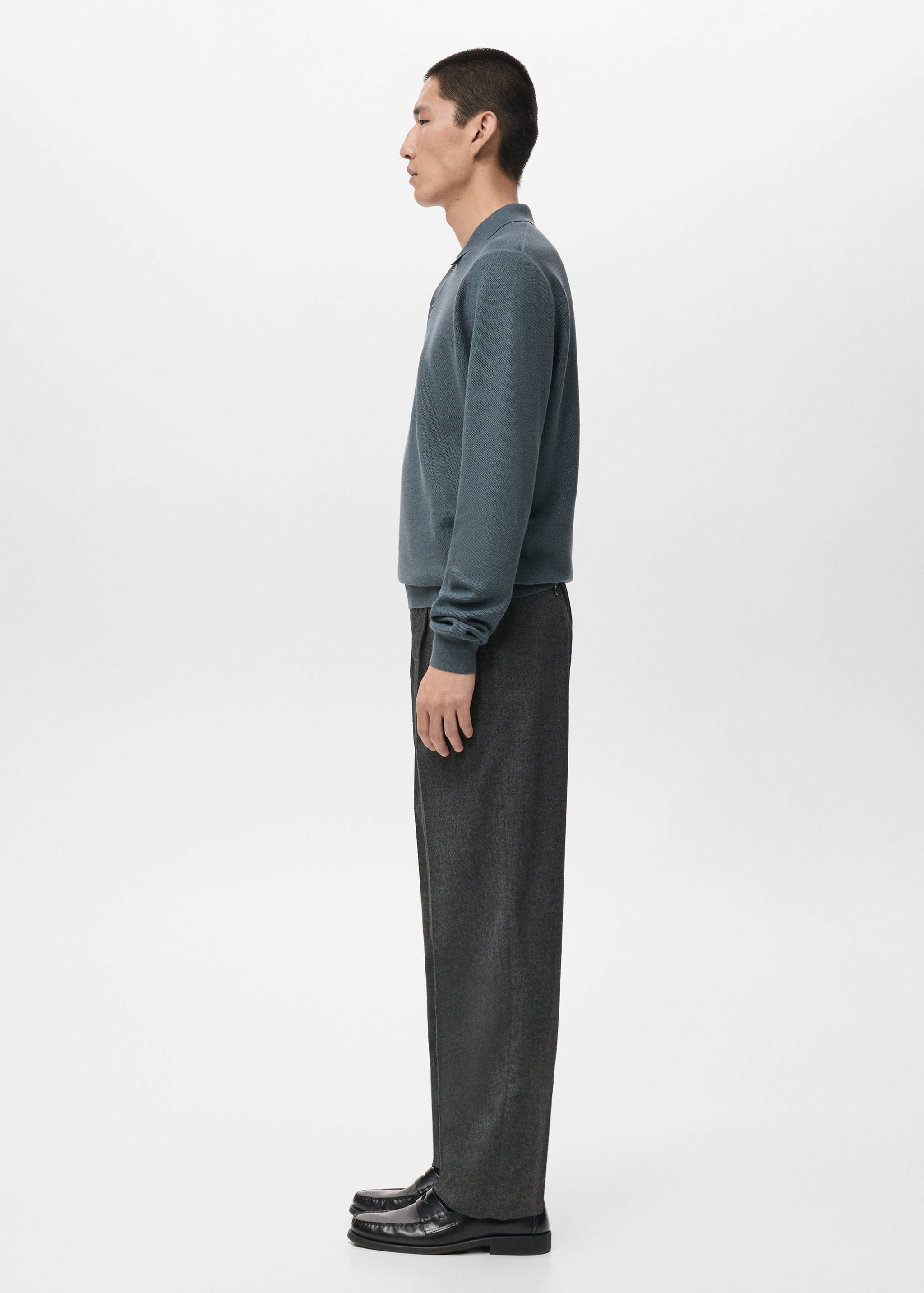 Baumwoll-Pullover mit Polokragen und Mikrostruktur - Detail des Artikels 2