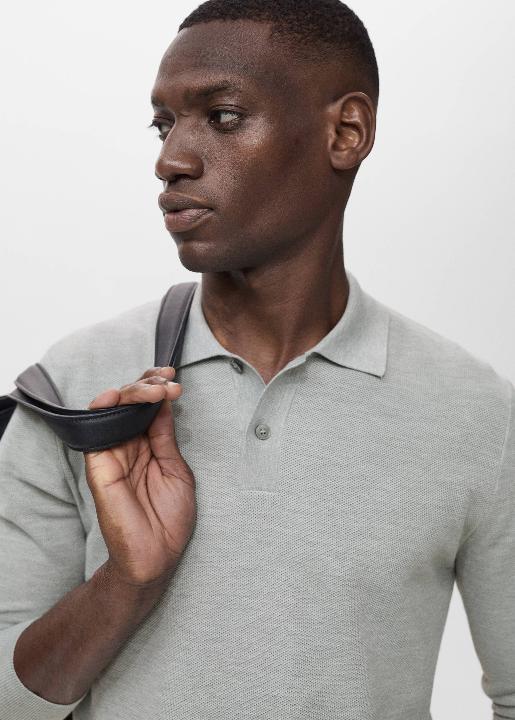 Micro-structured cotton polo shirt - Details of the article 1