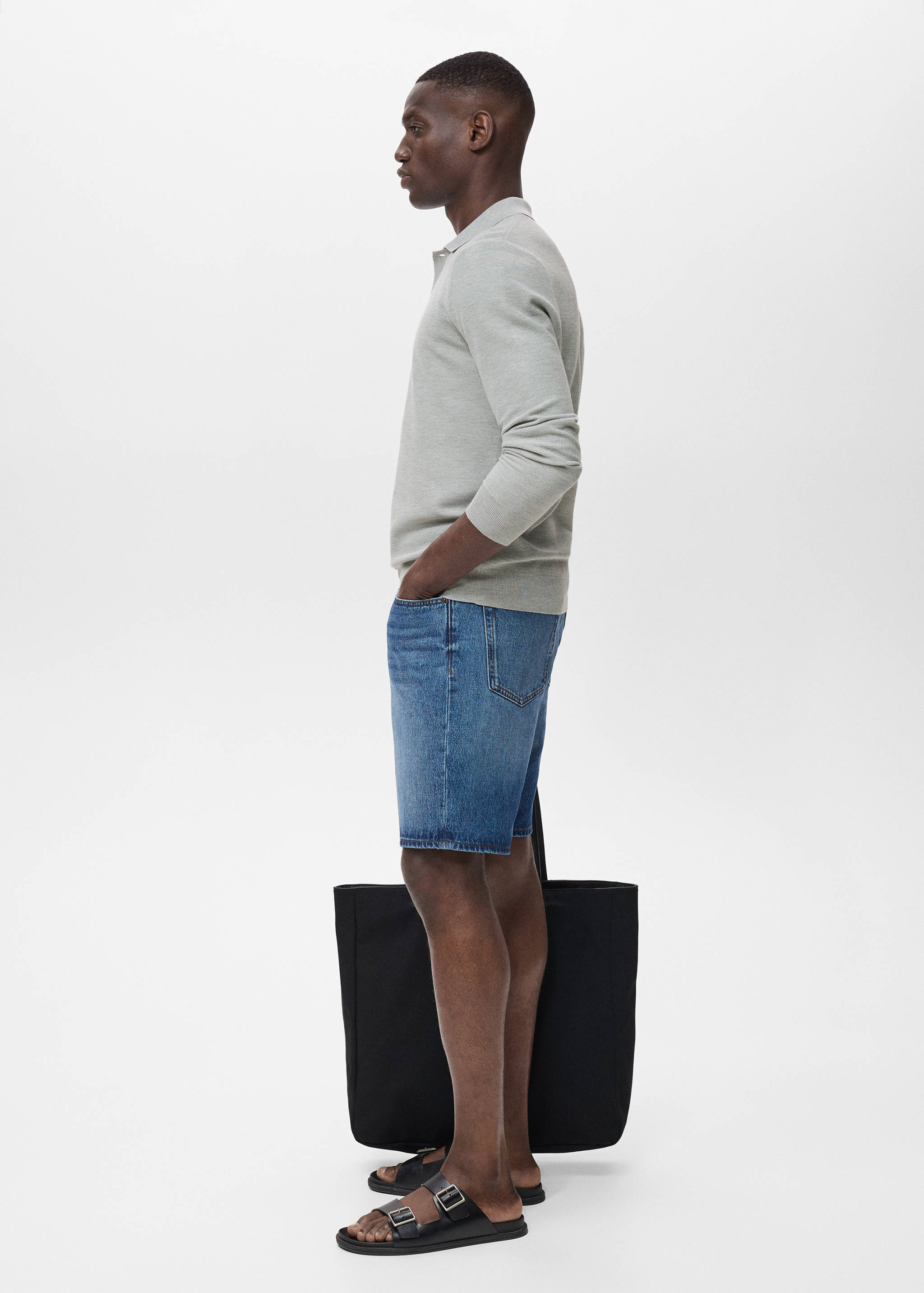 Micro-structured cotton polo shirt - Details of the article 2