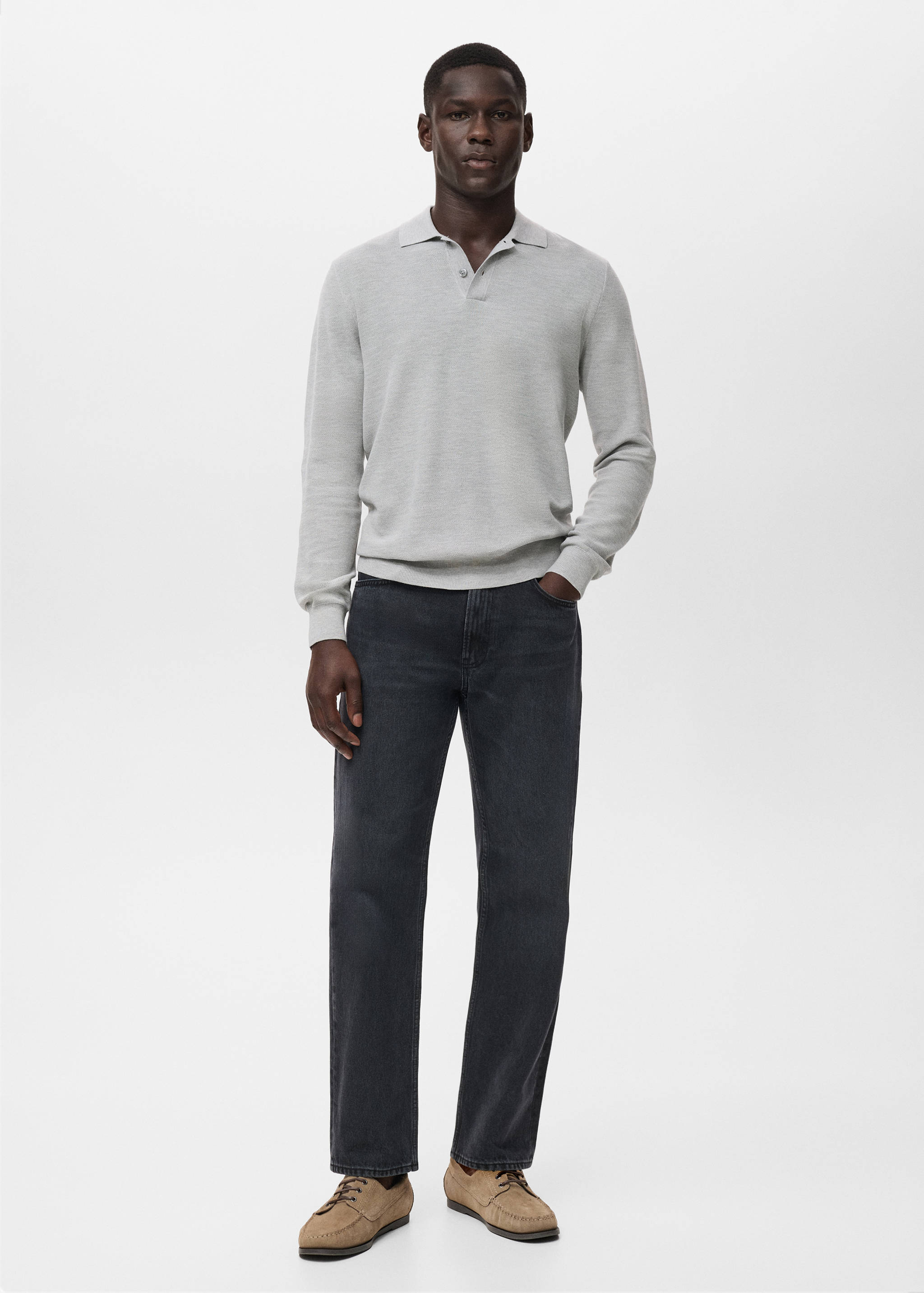 Micro-structured cotton polo shirt - General plane