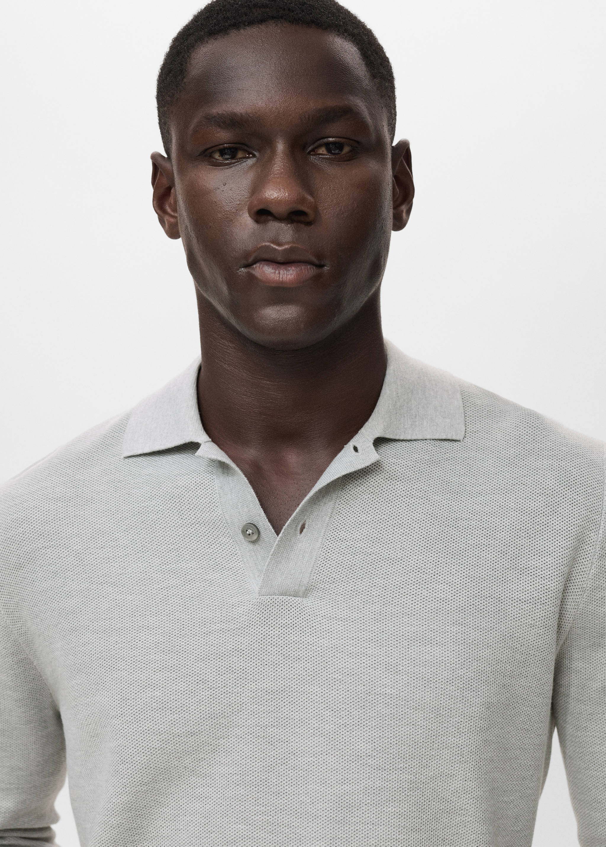 Micro-structured cotton polo shirt - Details of the article 1