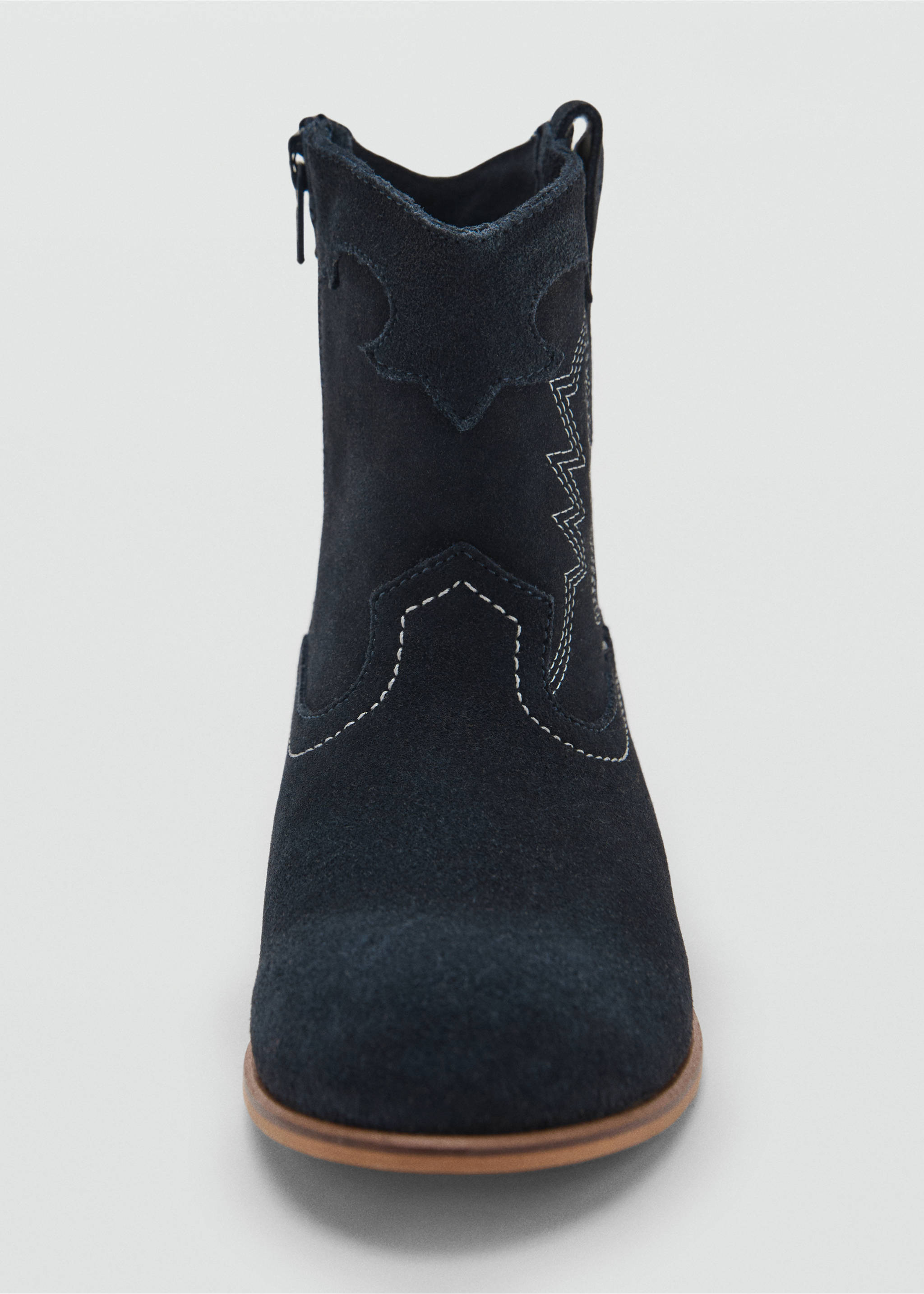 Embroidered leather ankle boot - Details of the article 3, Navy. Ref: 17065147-00.