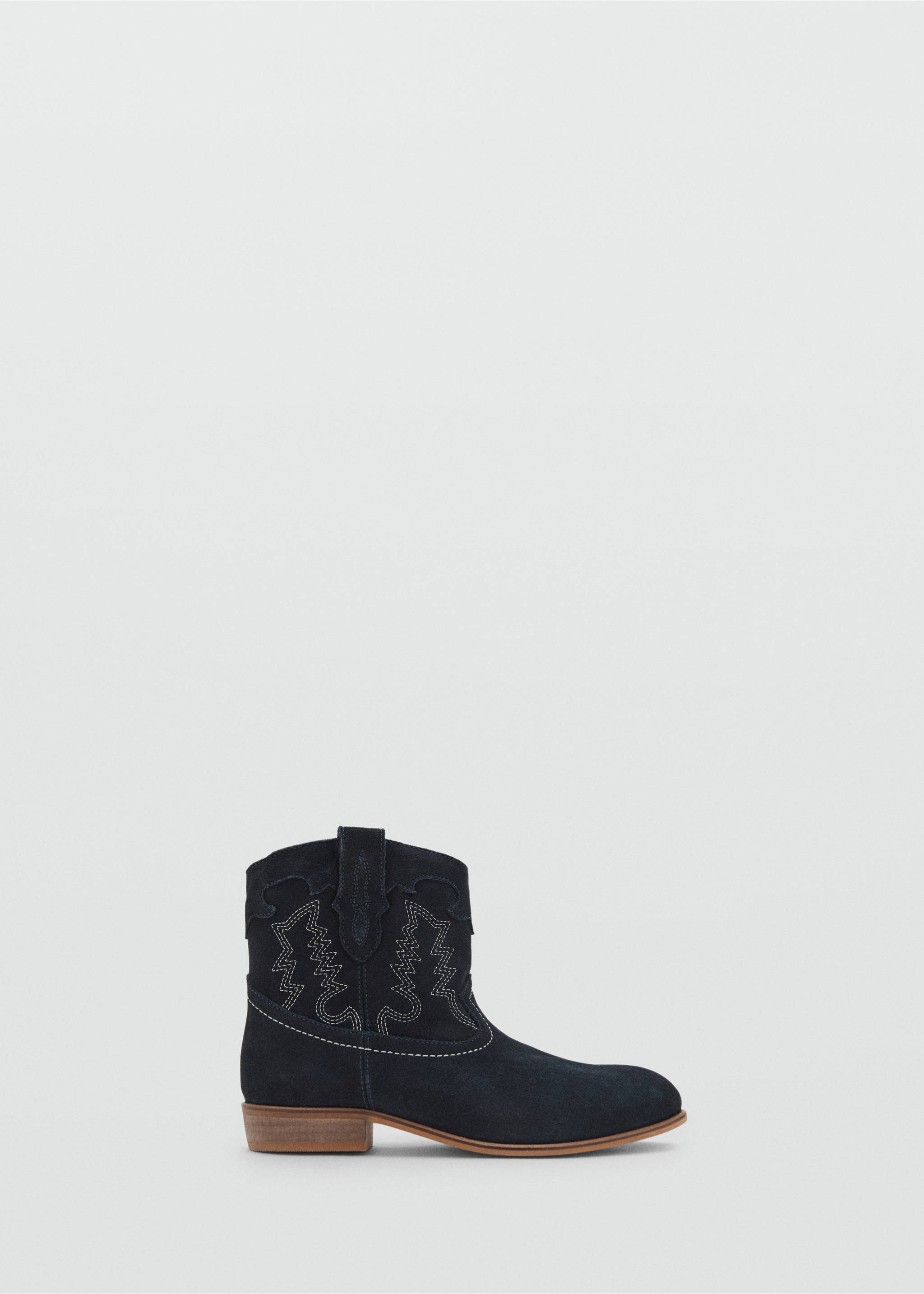 Embroidered leather ankle boot - Article without model, Navy. Ref: 17065147-00.