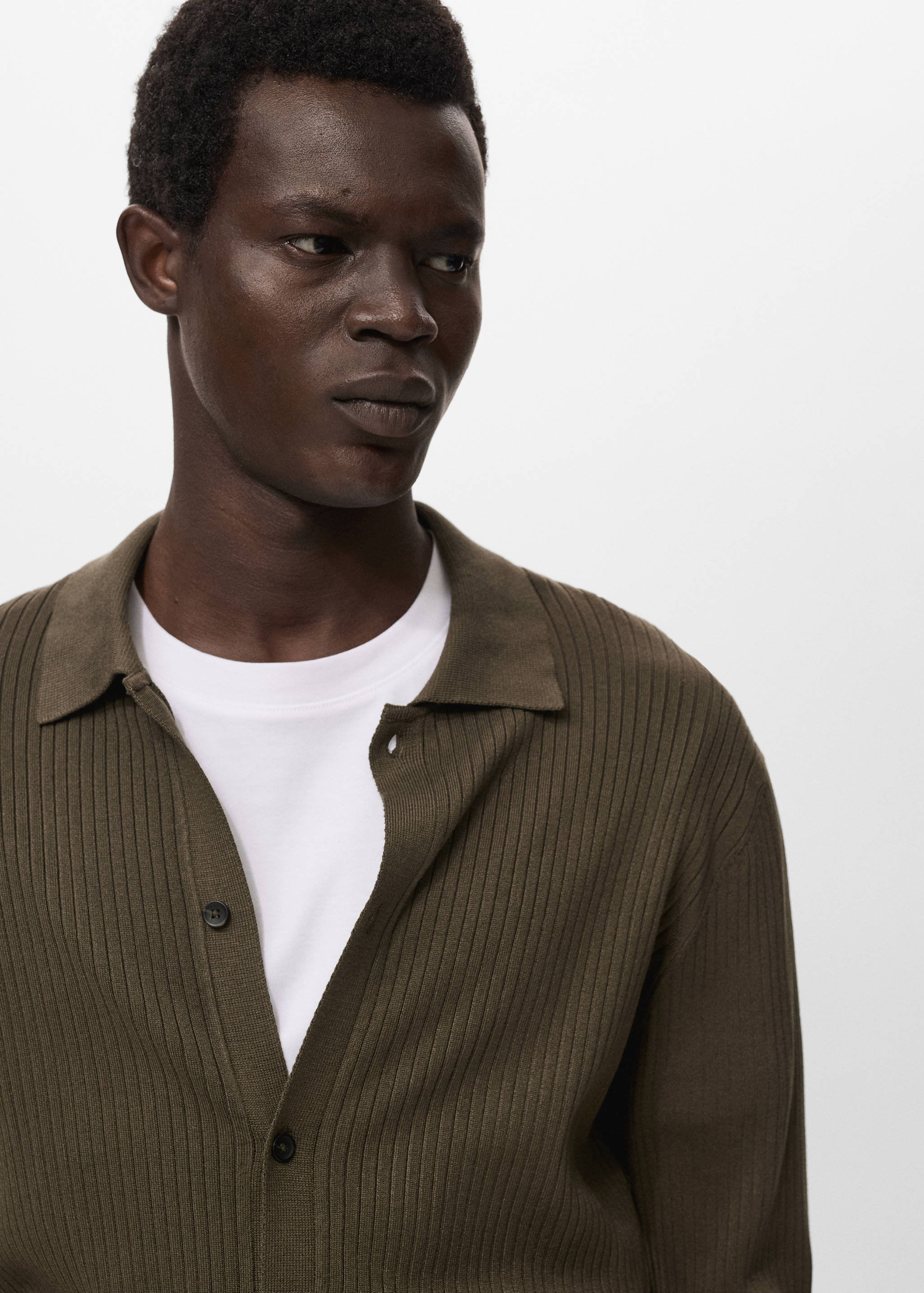 Ribbed knit cardigan - Details of the article 1