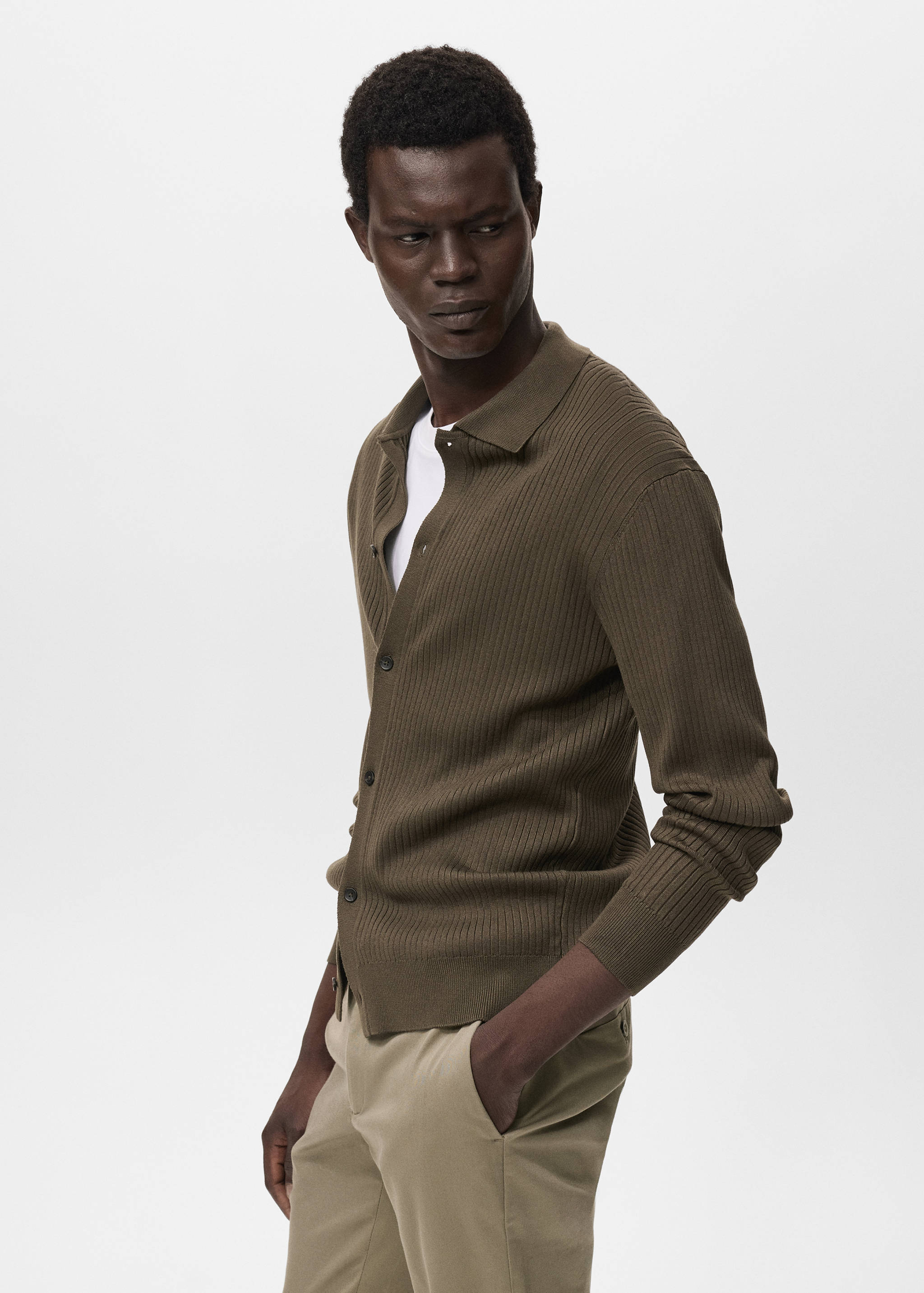 Ribbed knit cardigan - Details of the article 2