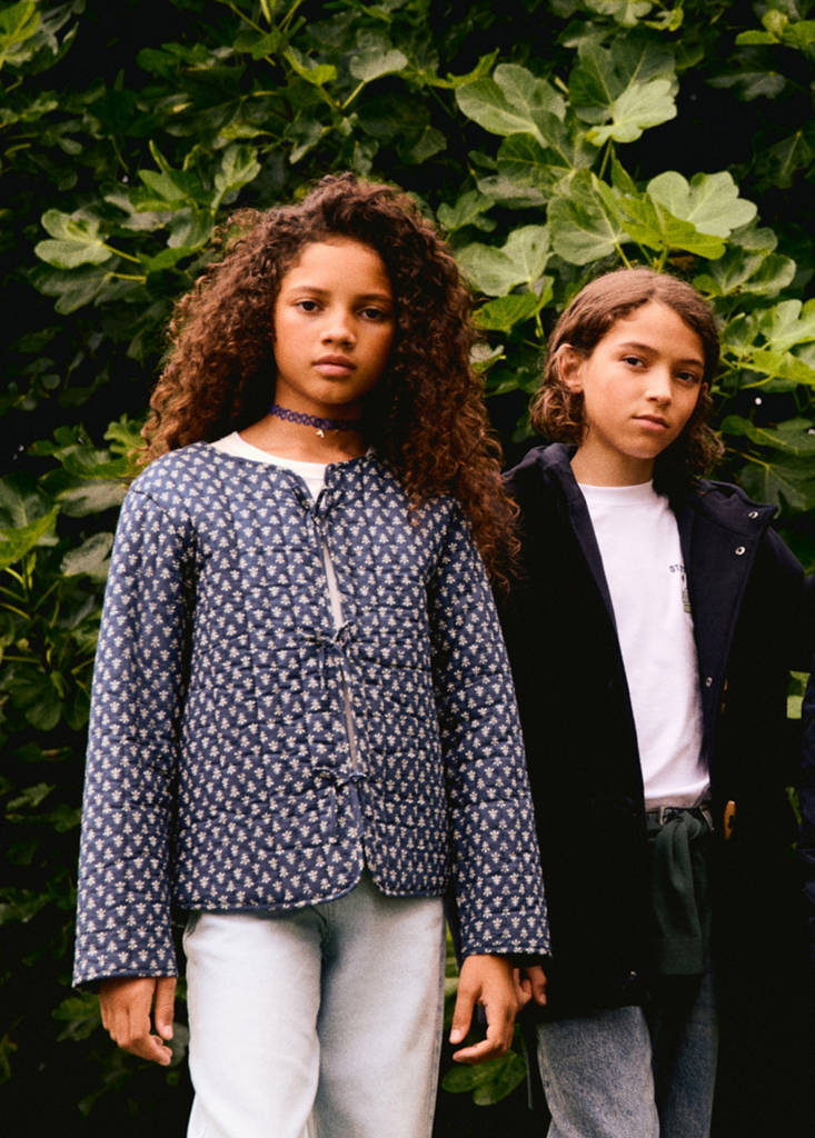Printed cotton jacket — Navy