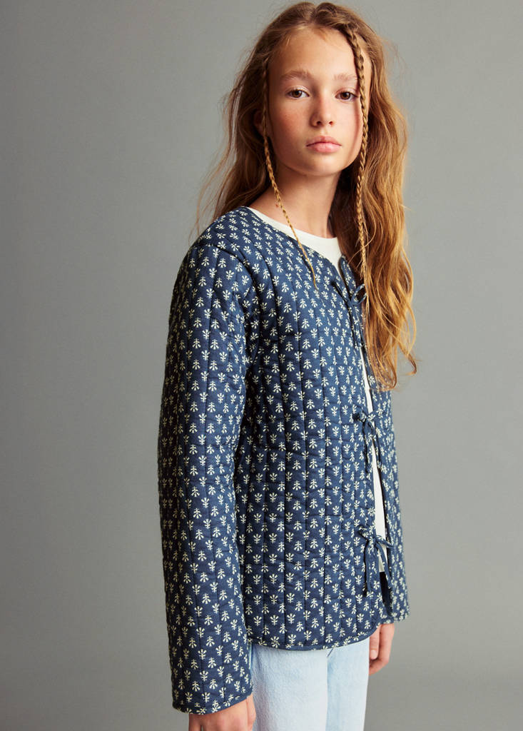 Printed cotton jacket — Navy