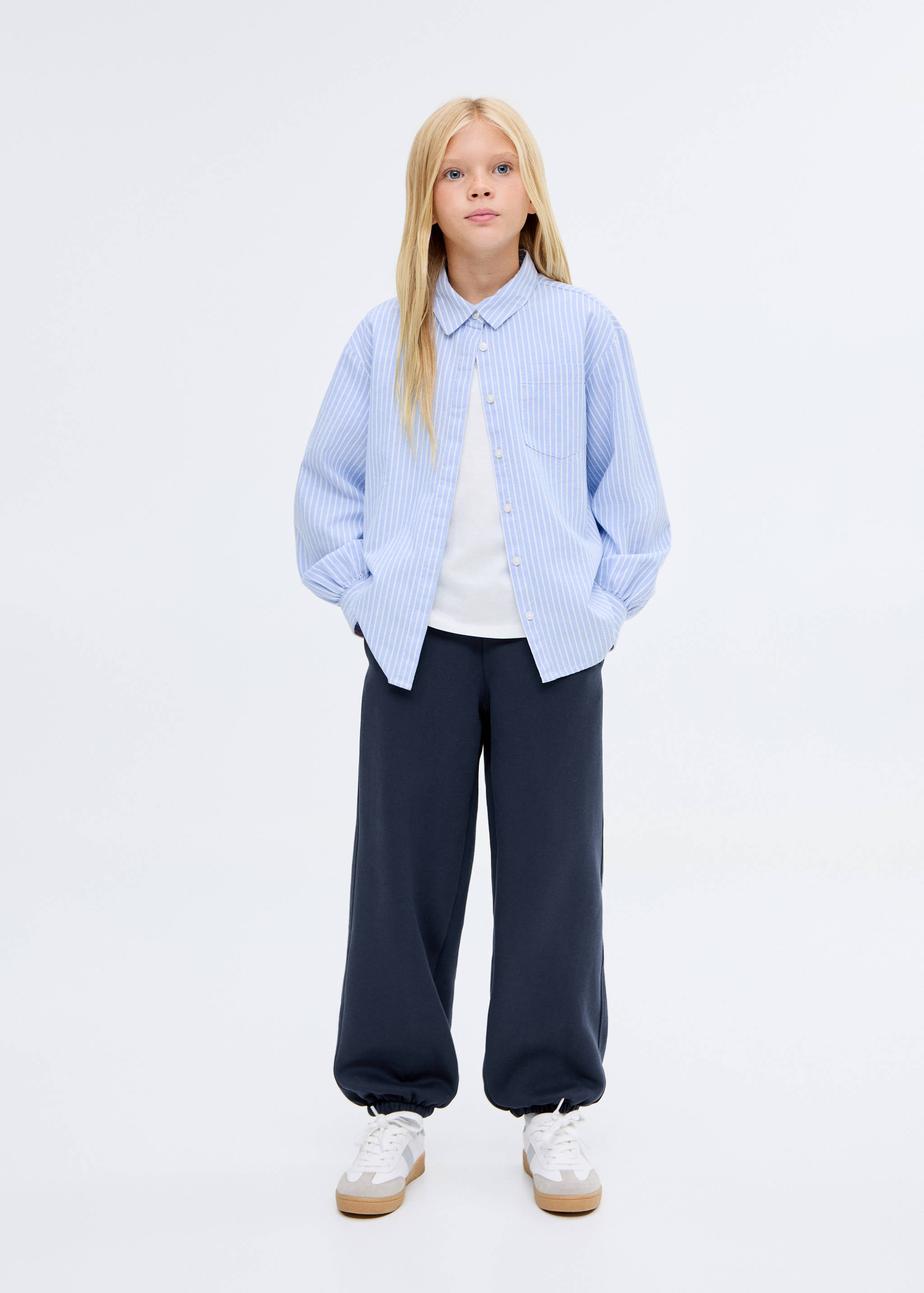 Cotton joggers with elastic waist - General plane