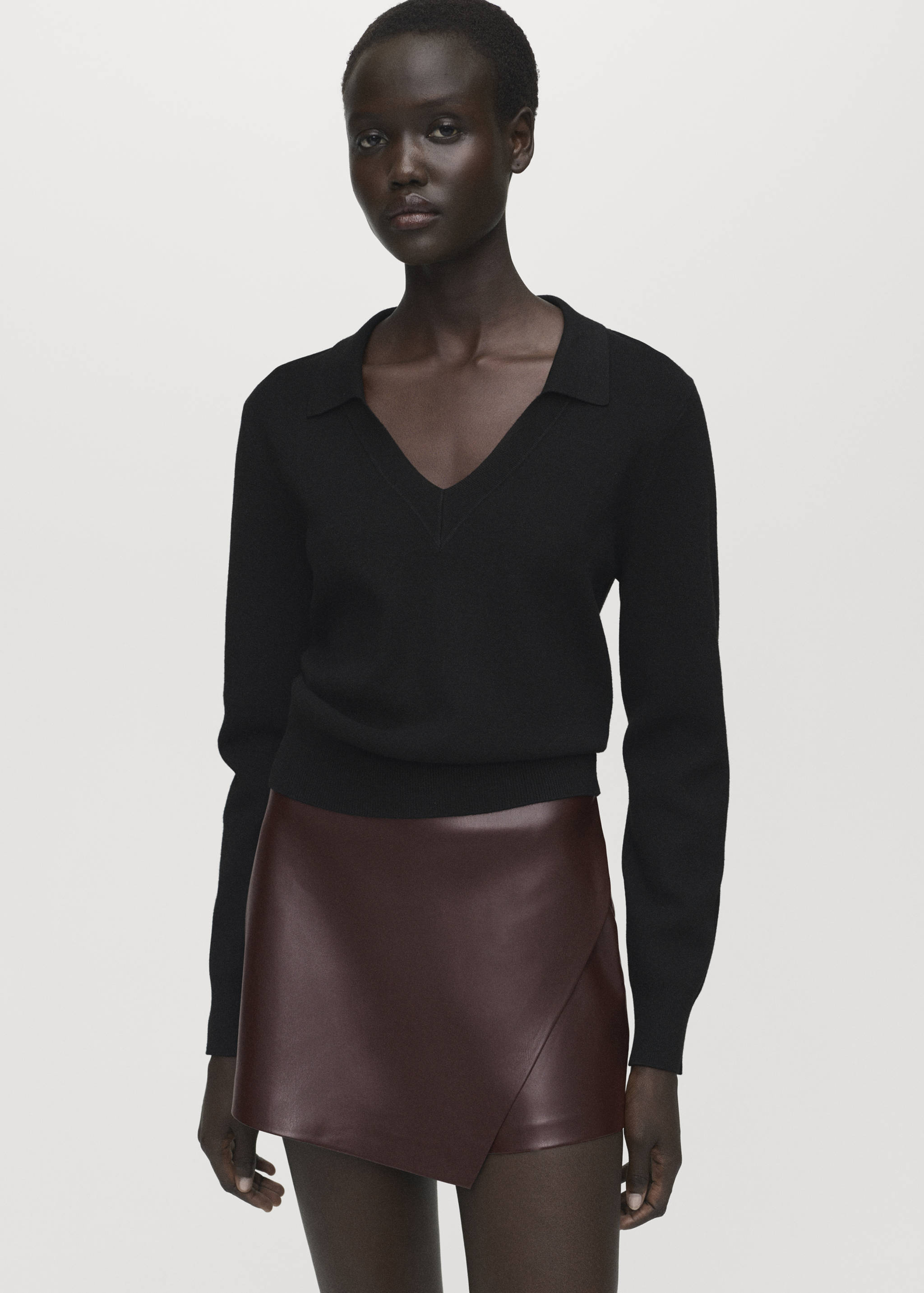 Falda pantalón efecto piel - Plano medio