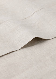 Washed linen top sheet with hemstitch for cot — Beige 1