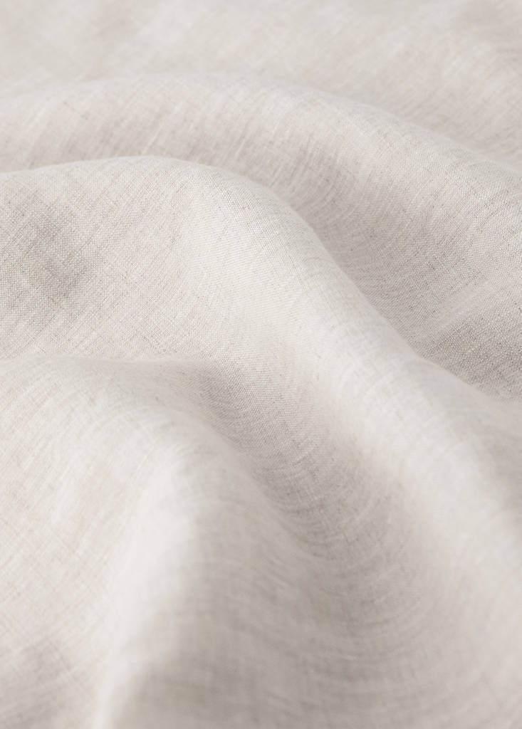 Washed linen top sheet with hemstitch for cot — Beige
