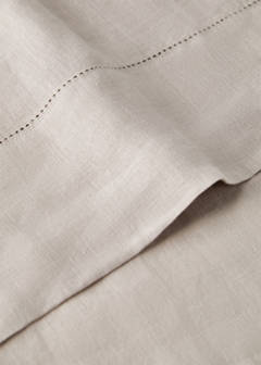 Washed linen top sheet with hemstitch for cot — Medium Brown 1