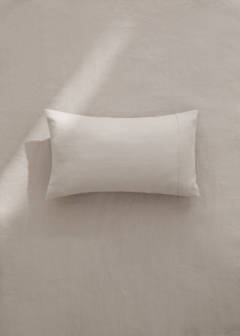Washed linen pillowcase with hemstitch 30x50 cm — Medium Brown 1