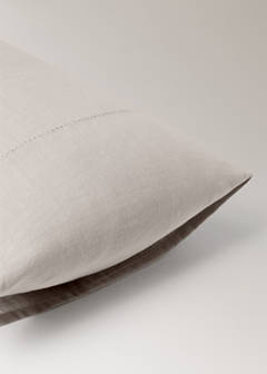 Washed linen pillowcase with hemstitch 30x50 cm — Medium Brown 2