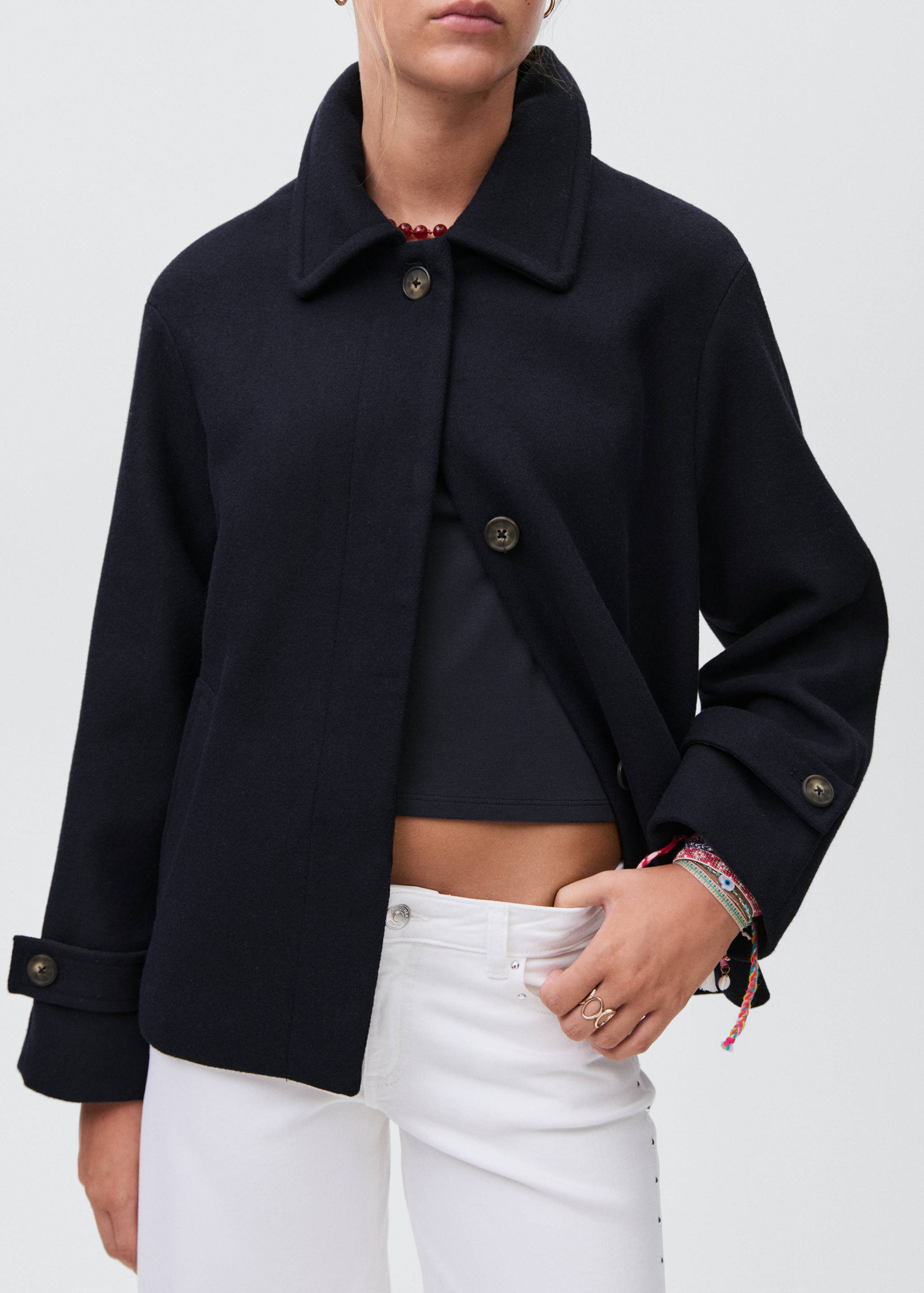 Casaco de tecido de lã - Plano médio