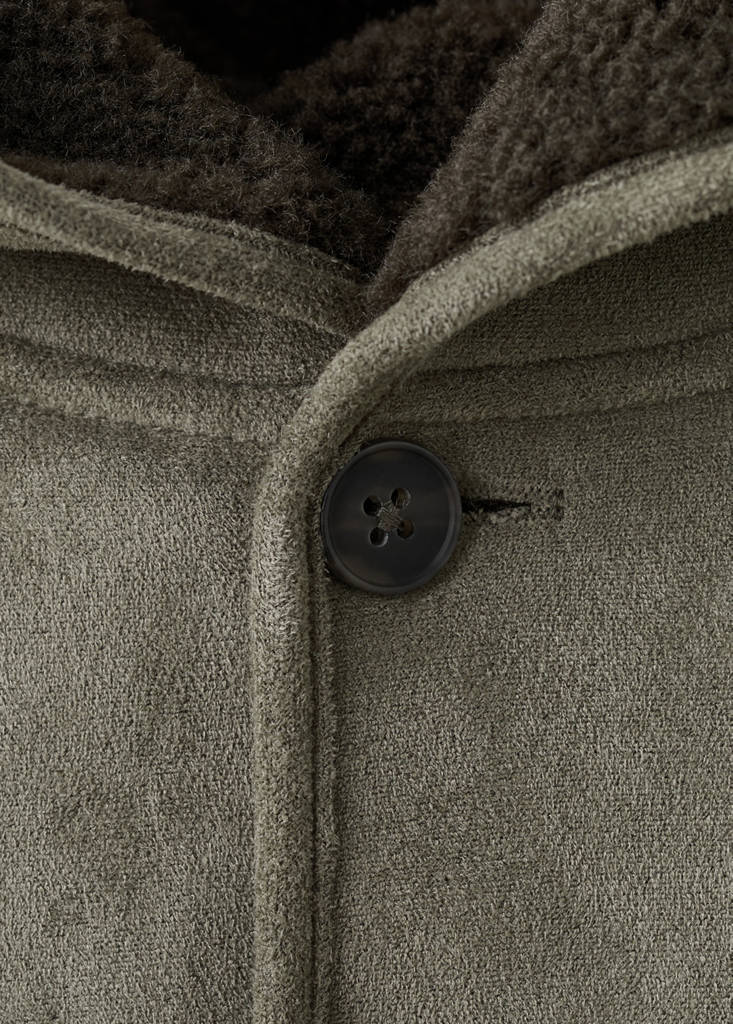 Sheepskin-lined suede jacket — Khaki