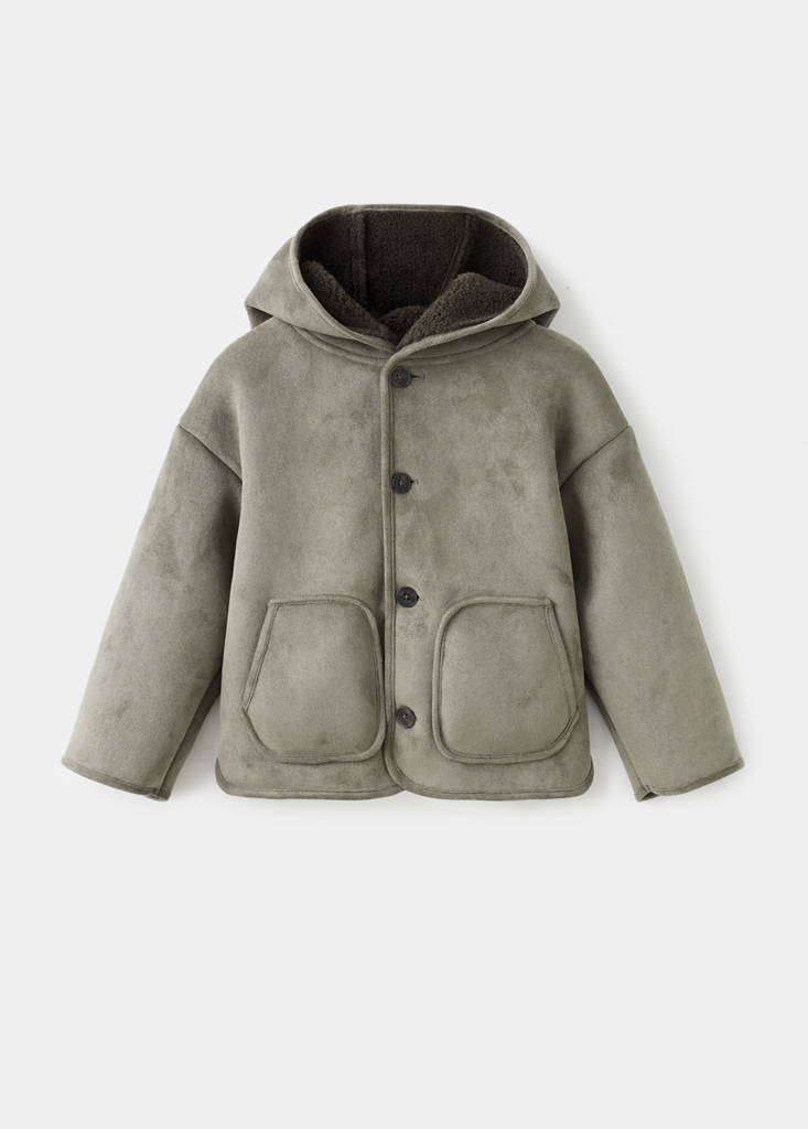 Sheepskin-lined suede jacket — Khaki