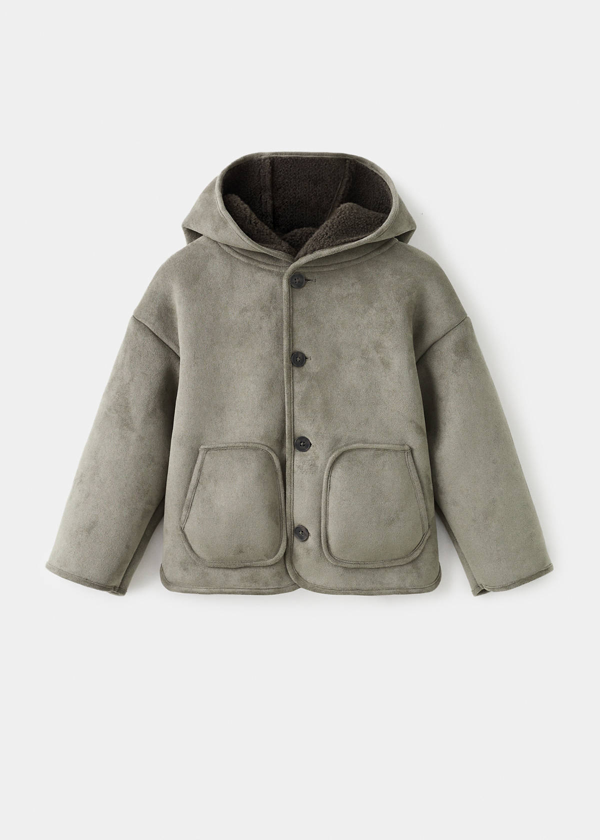 Sheepskin-lined suede jacket — Khaki