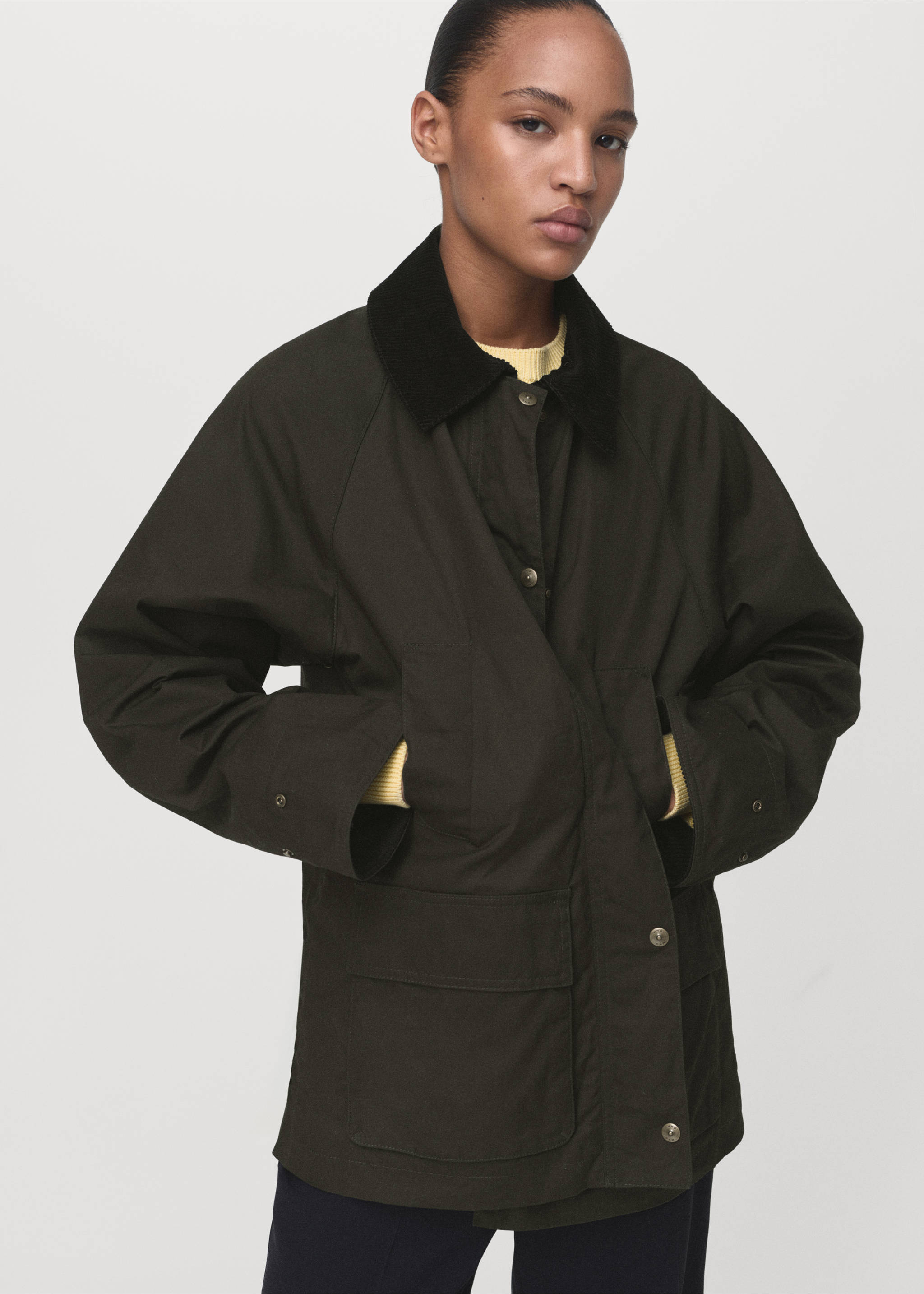 棉质灯芯绒领棉服 - null, 卡其. Ref: 17065789-00.