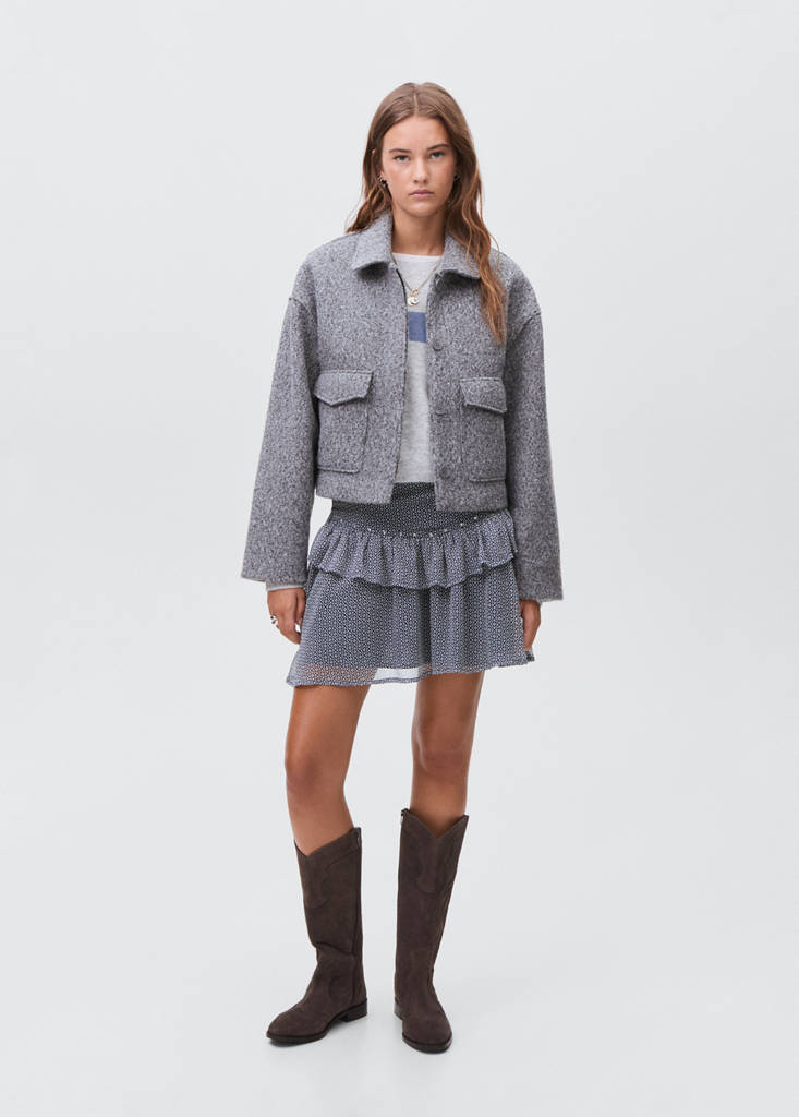 Ruffled skirt with rhinestones — Navy