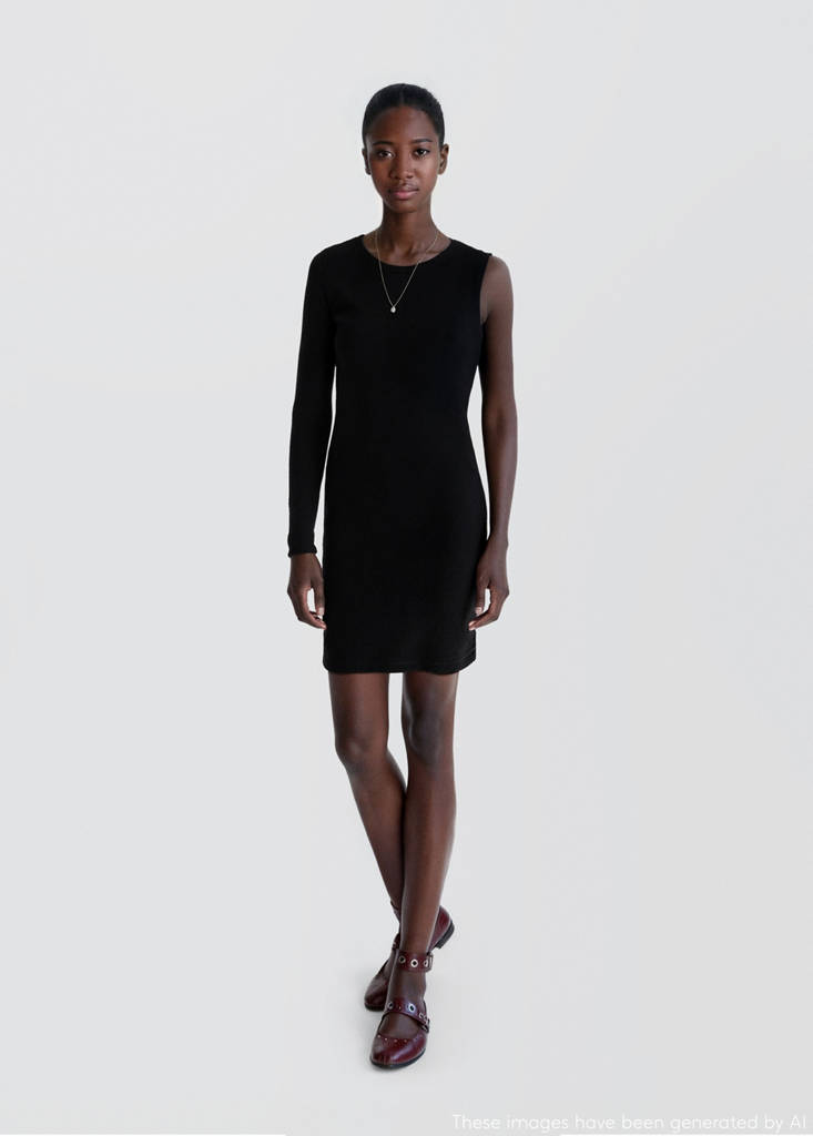 Sleeveless knitted dress — Black