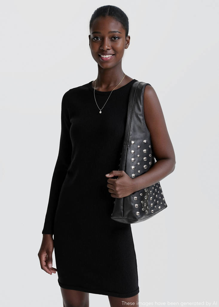 Sleeveless knitted dress — Black