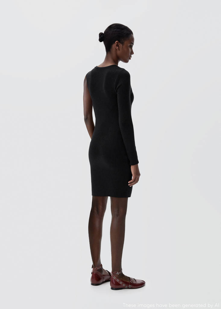 Sleeveless knitted dress — Black