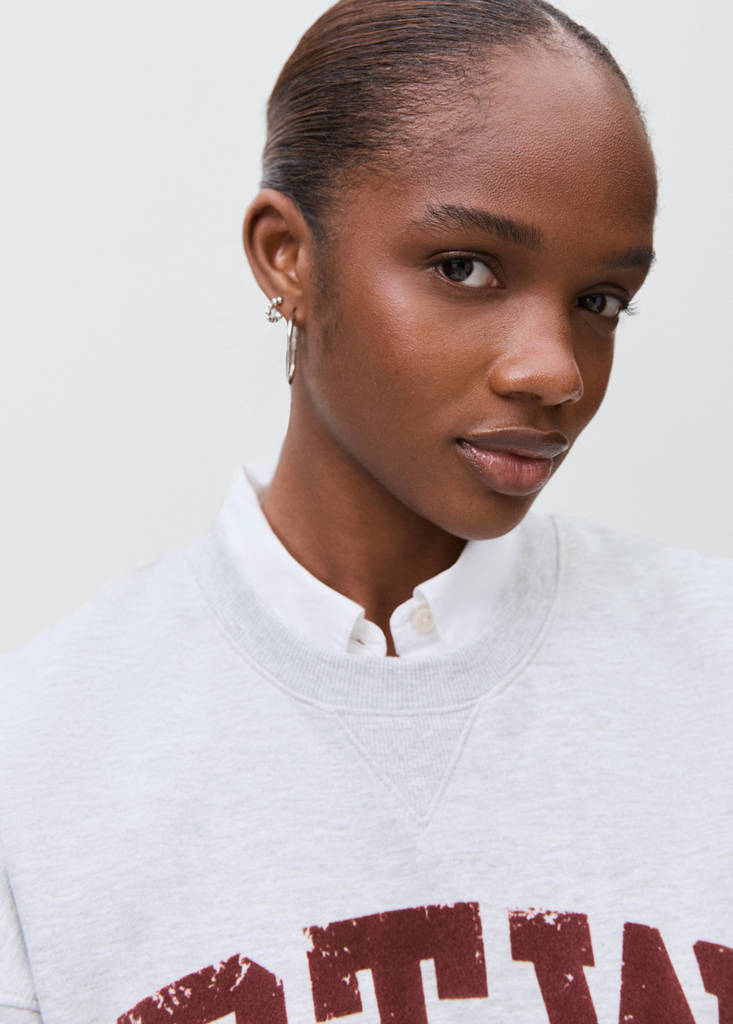 Printed cotton sweatshirt — Light Heather Grey