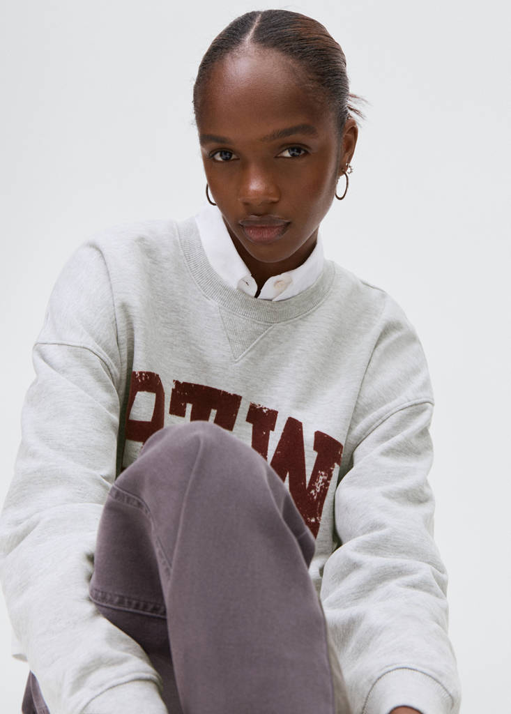 Printed cotton sweatshirt — Light Heather Grey