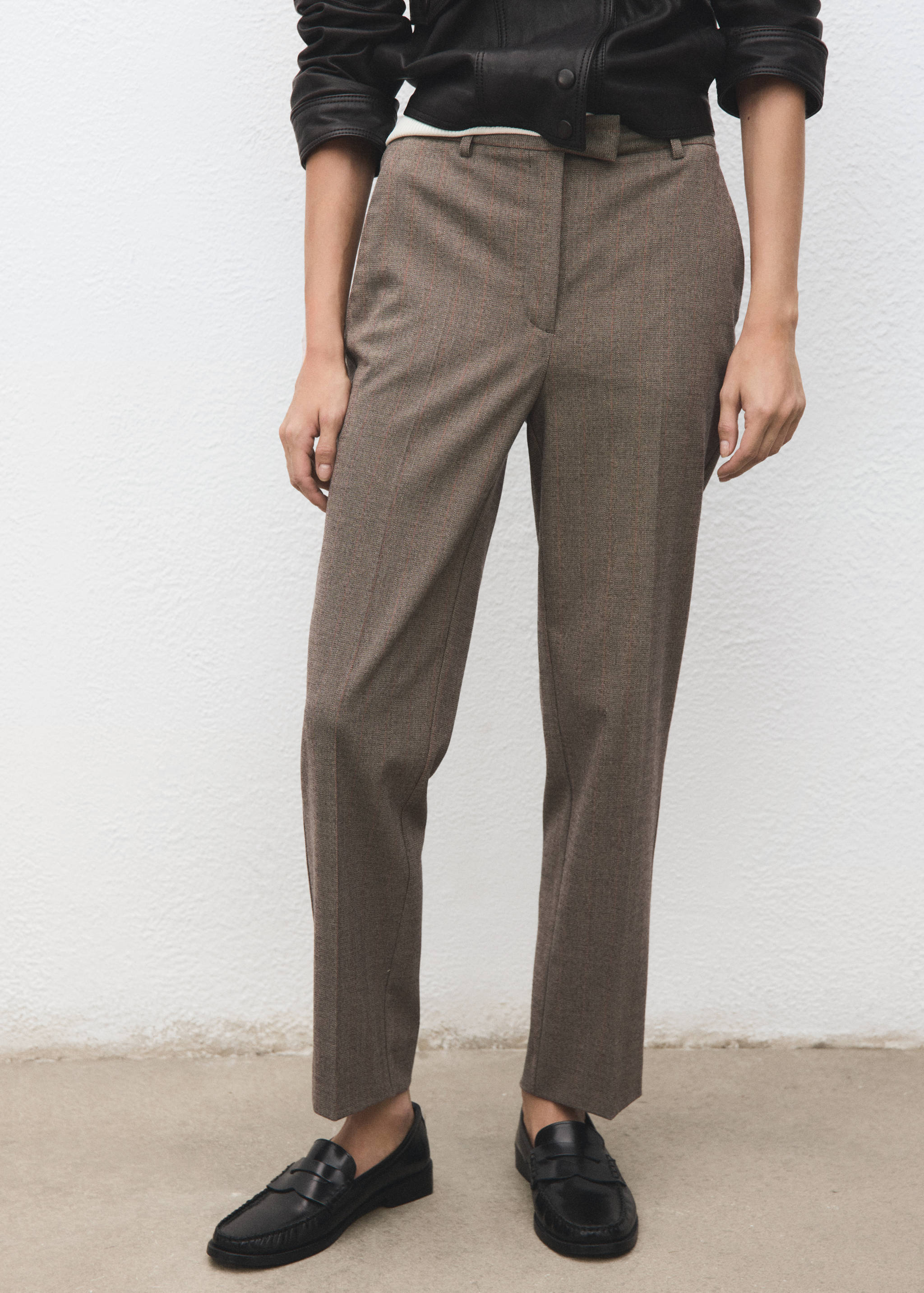 Cropped tailored pinstripe pants - Medium plane