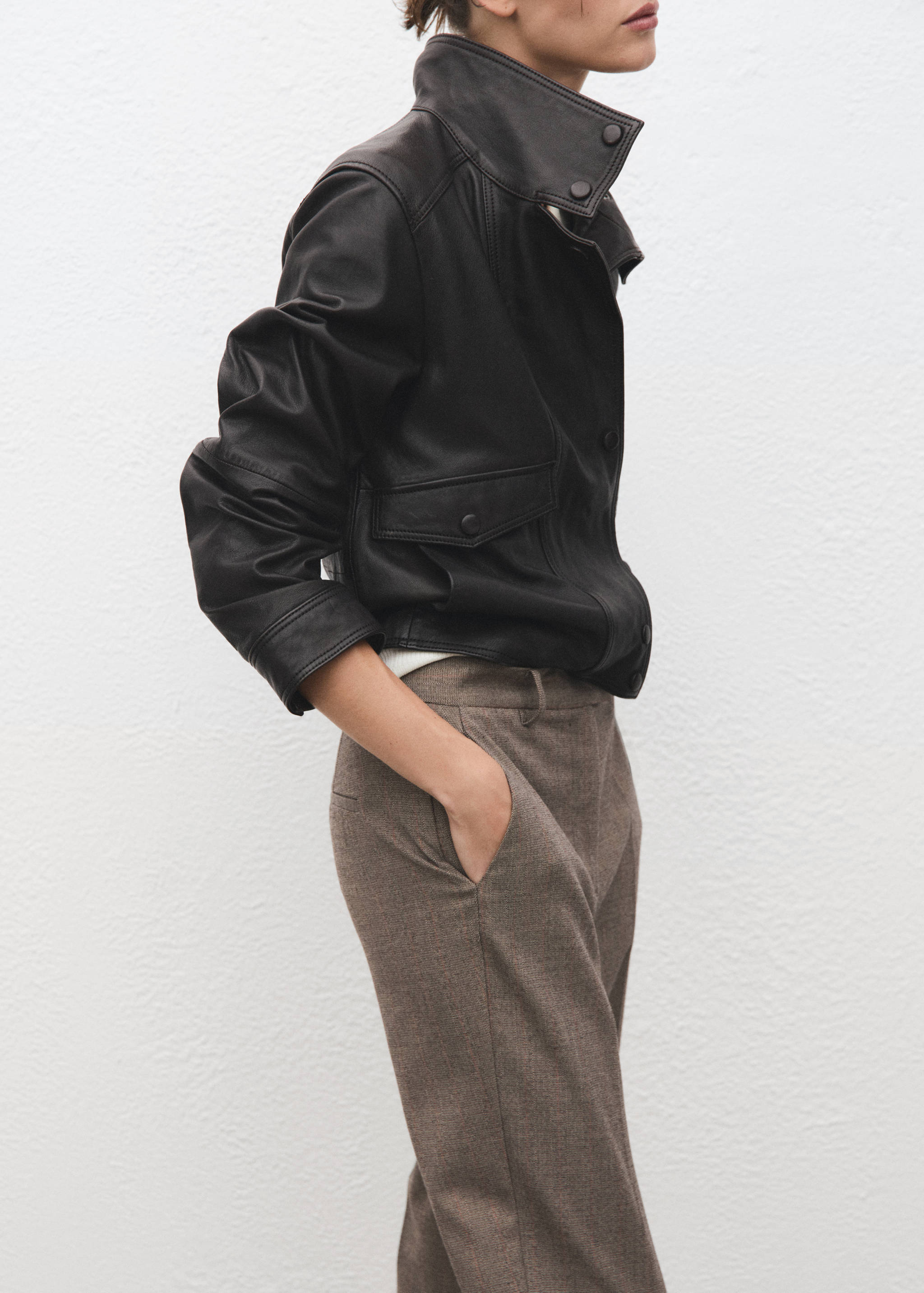 Cropped tailored pinstripe pants - Details of the article 1