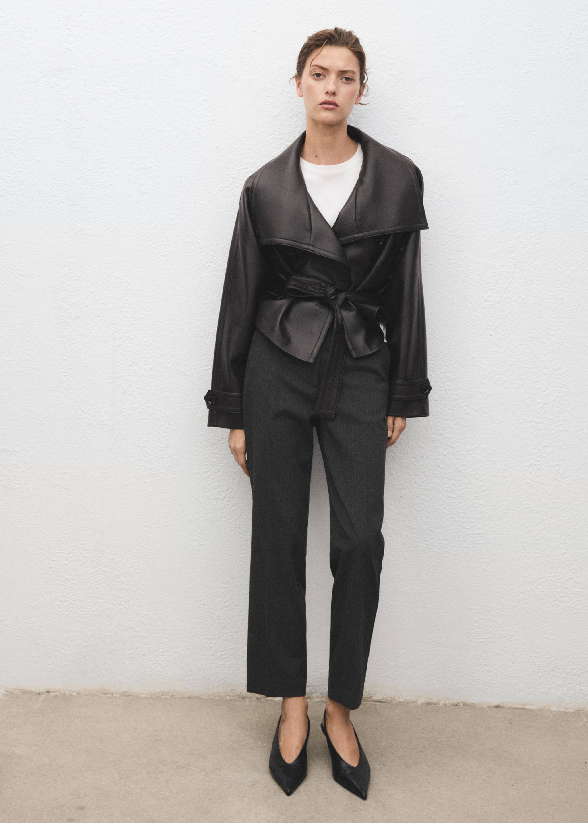 Cropped tailored pinstripe pants - General plane