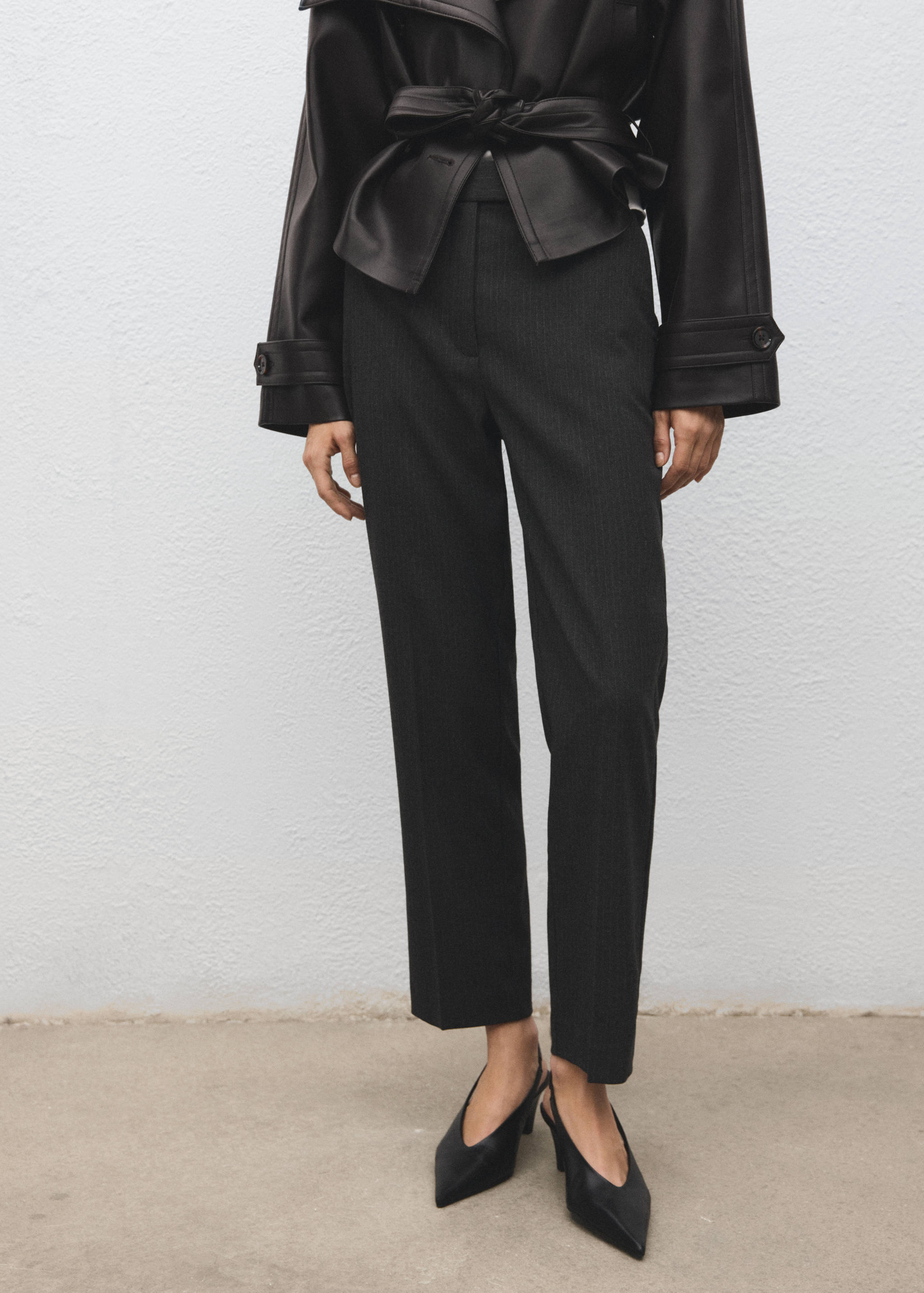 Cropped tailored pinstripe pants - Medium plane