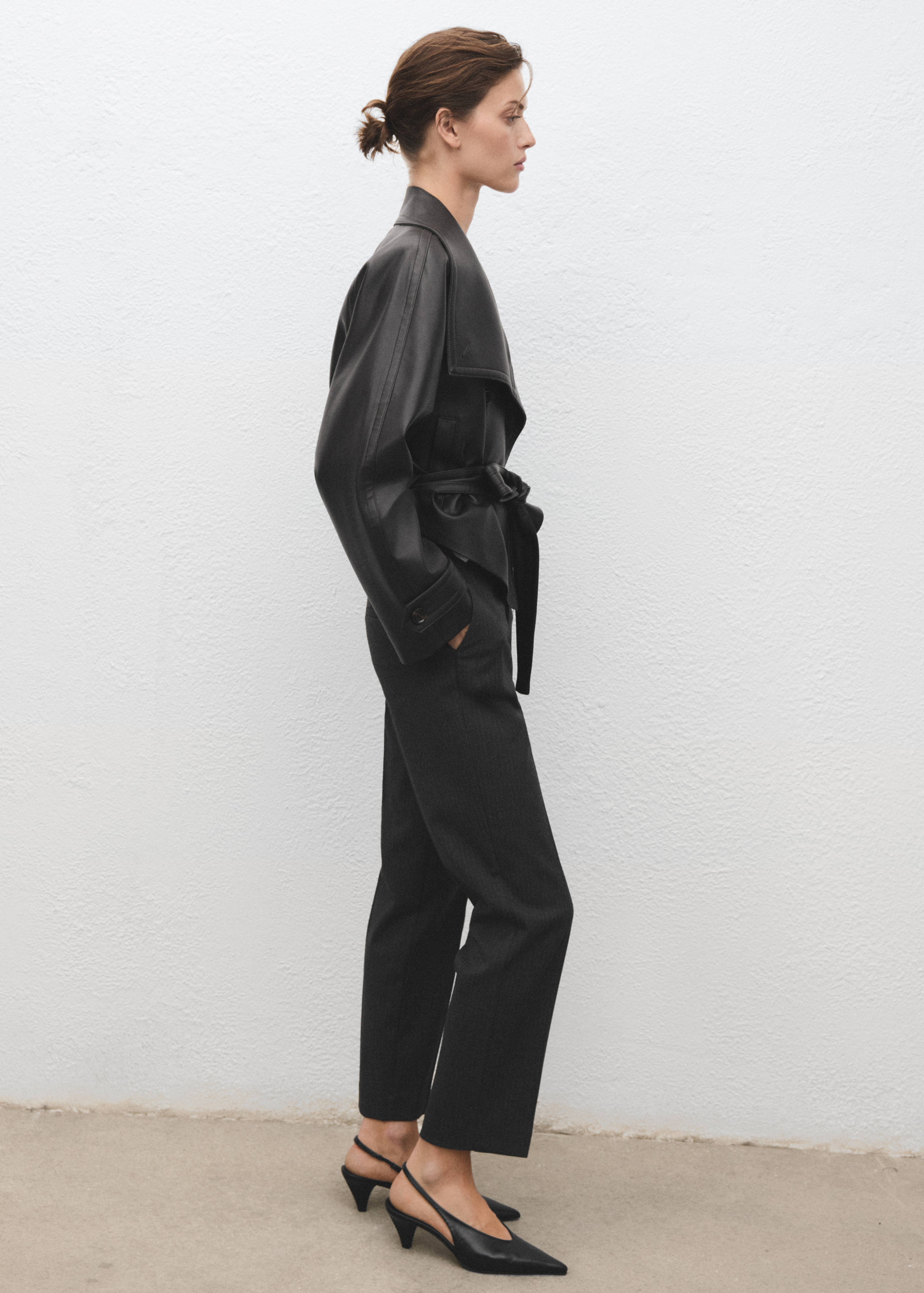 Cropped tailored pinstripe pants - Details of the article 2