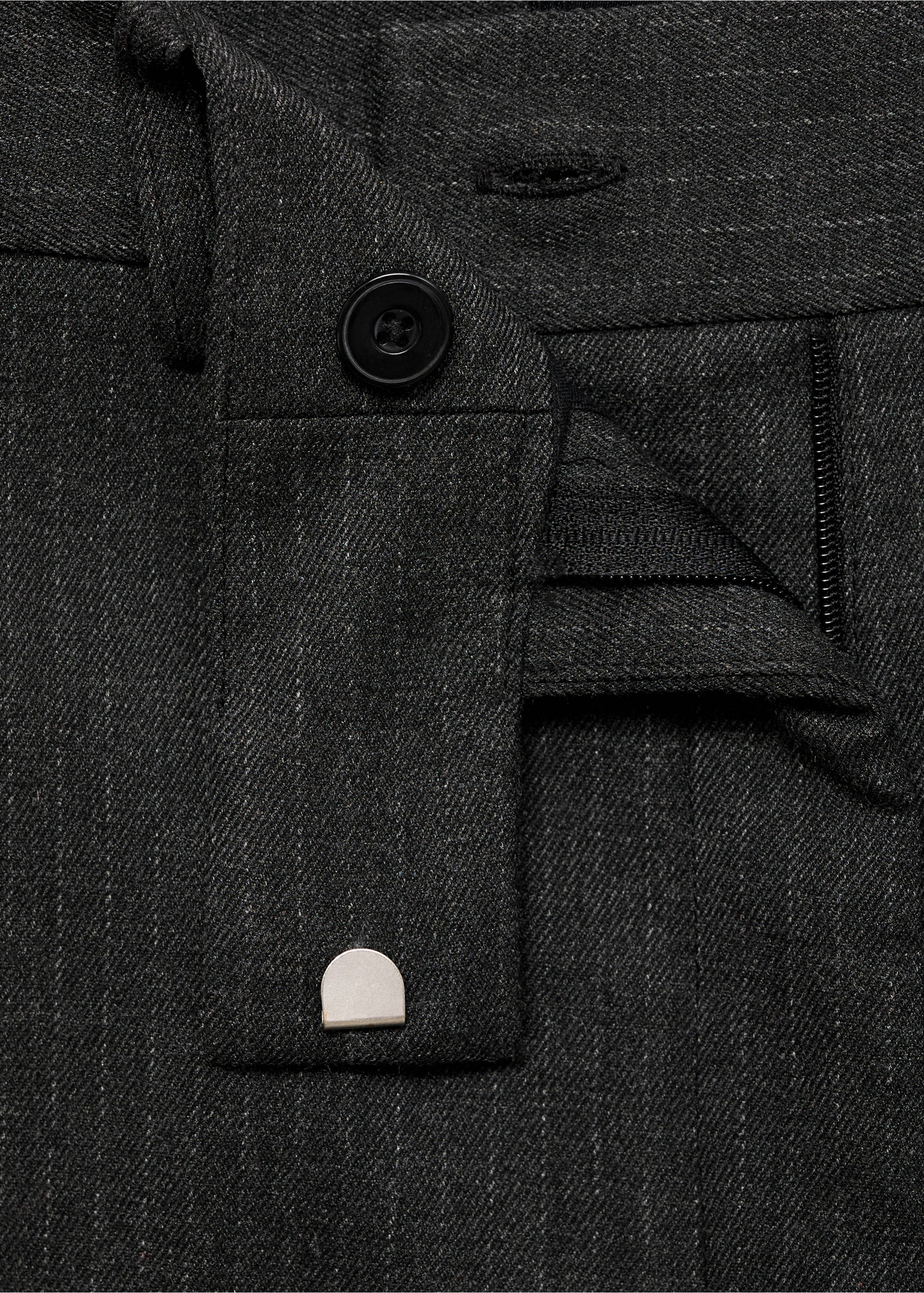 Брюки зауженного укороченного кроя в тонкую полоску - Деталь изделия 8, Серый. Ref: 17065799-00.