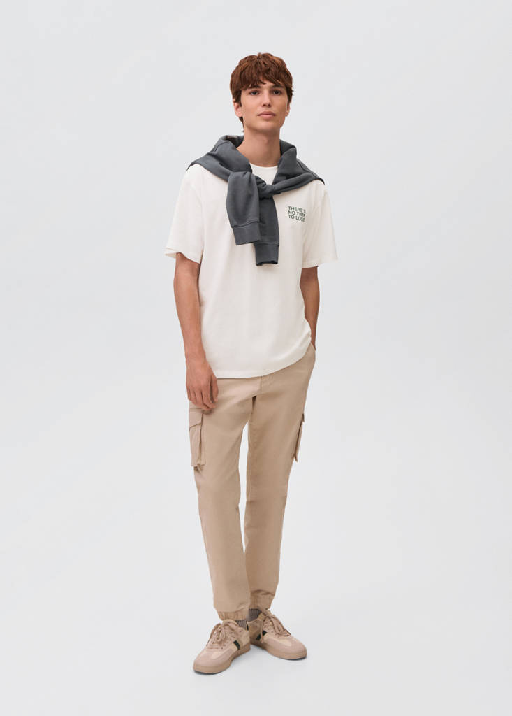Printed cotton-blend t-shirt — Off White