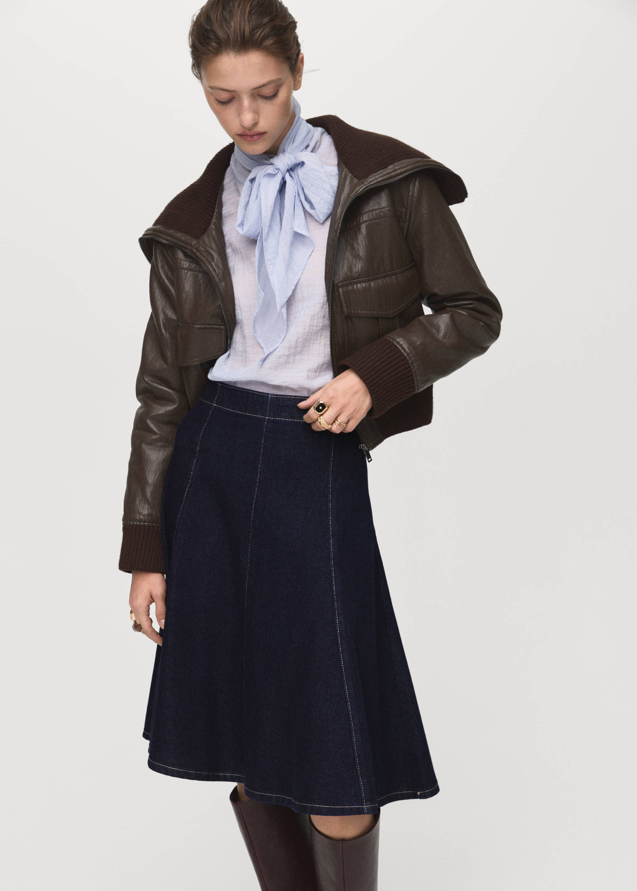 Jupe midi denim coutures - Détail de l'article 1