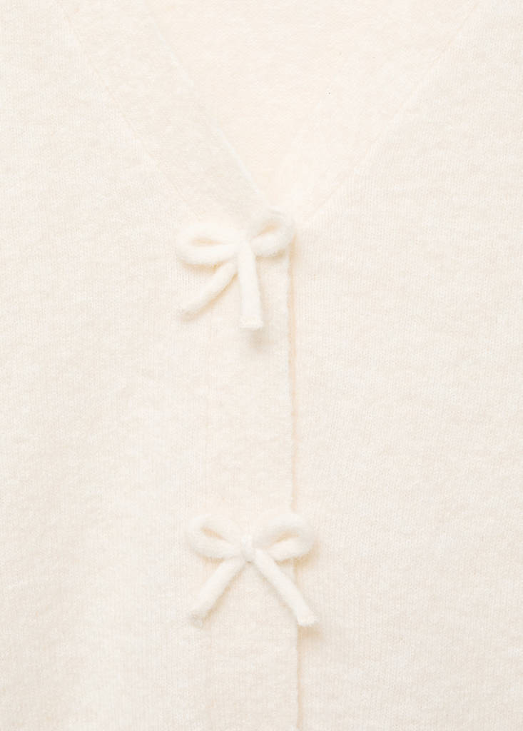 V-neck wool-blend cardigan — Ecru