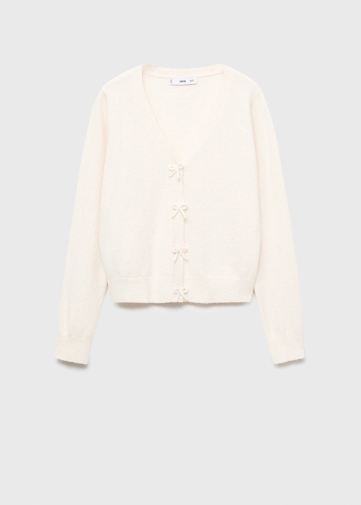 V-neck wool-blend cardigan — Ecru