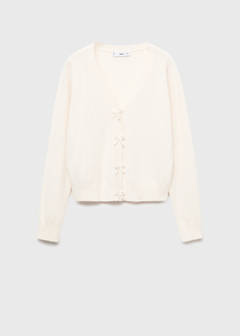V-neck wool-blend cardigan — Ecru 5