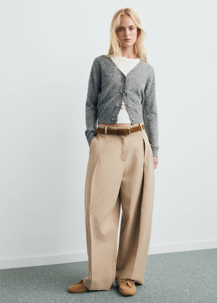 V-neck wool-blend cardigan — Medium Heather Grey